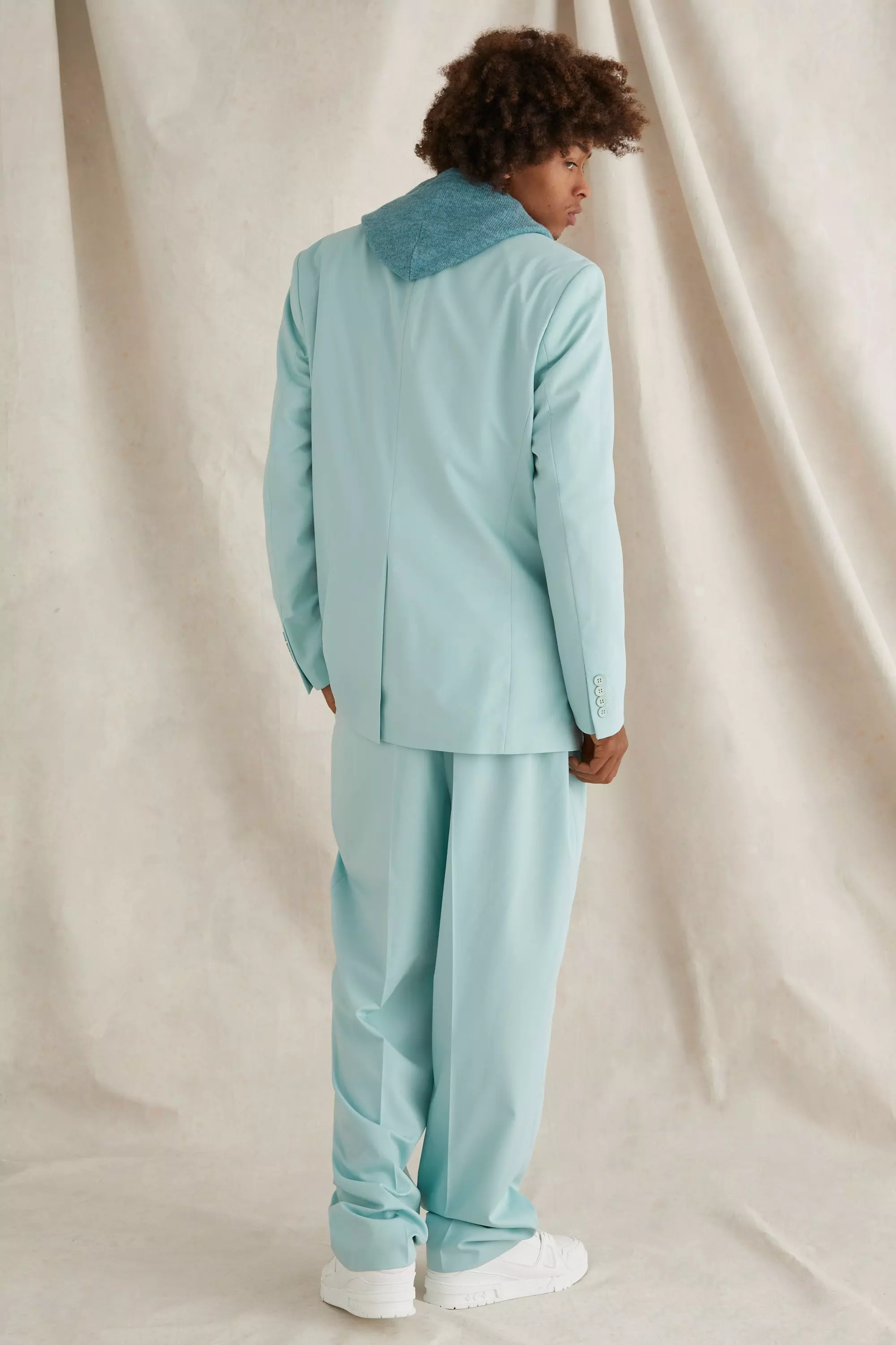 Blue Double Breasted Oversized Blazer alternative image