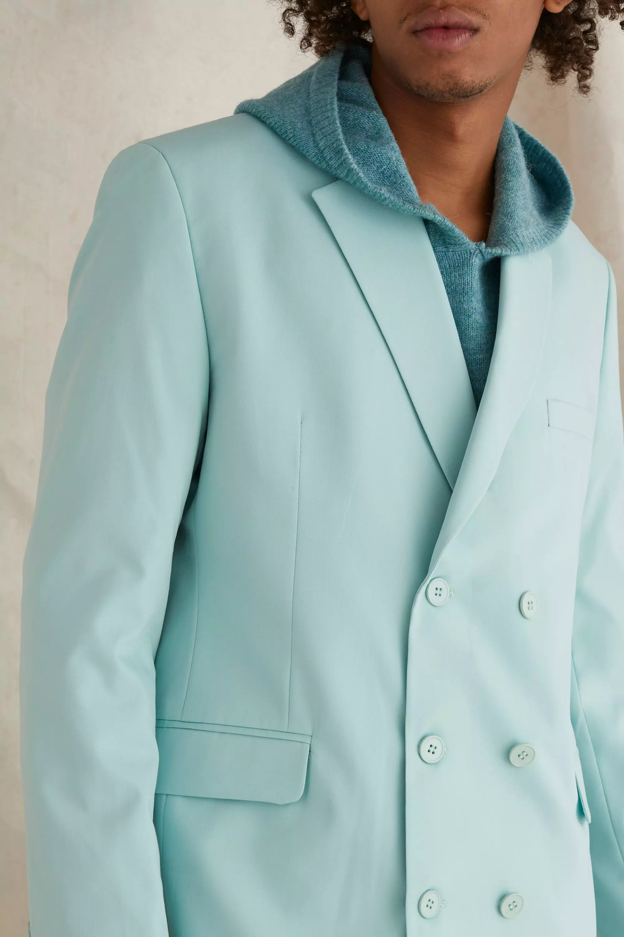 Blue Double Breasted Oversized Blazer alternative image
