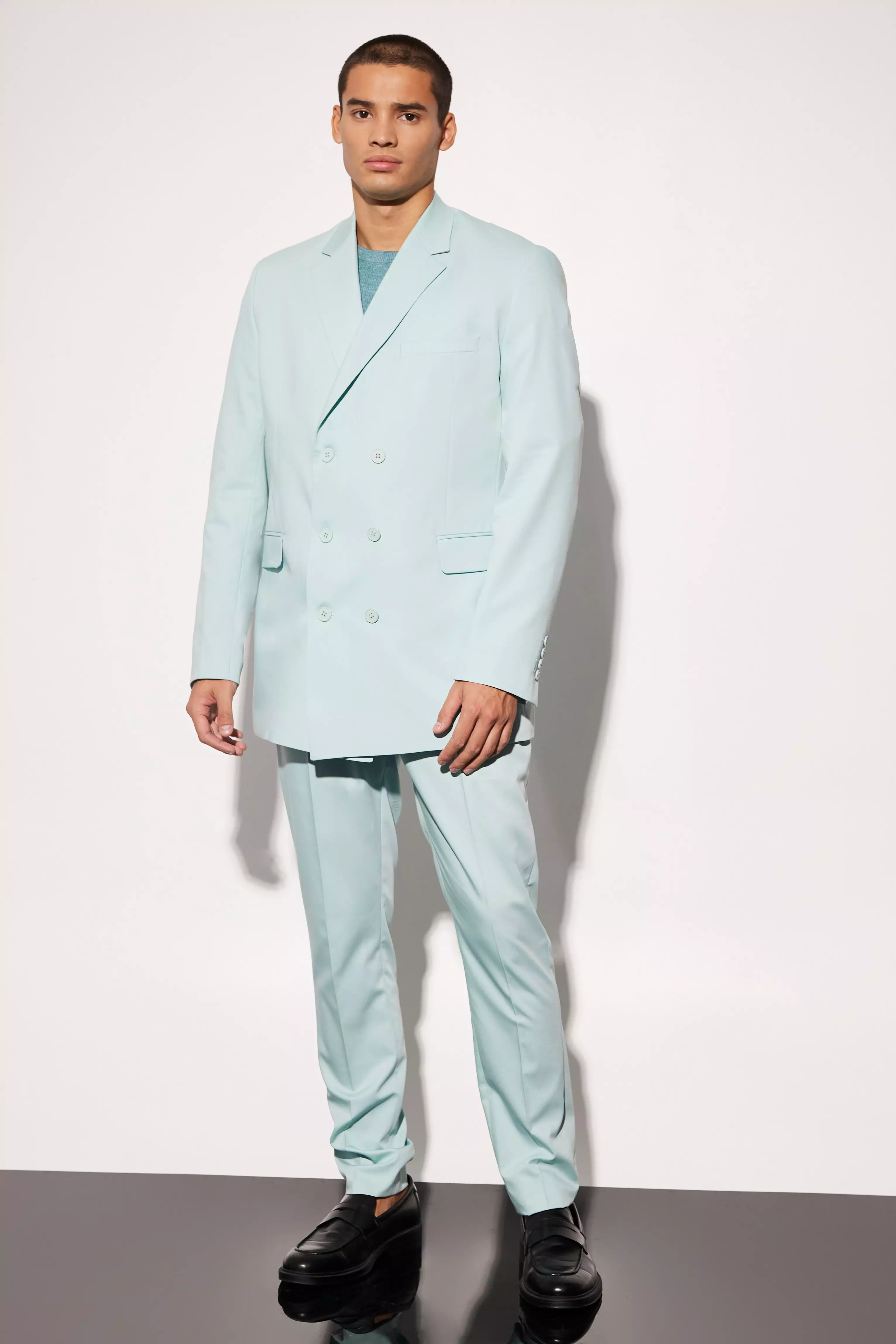 Blue Double Breasted Oversized Blazer alternative image