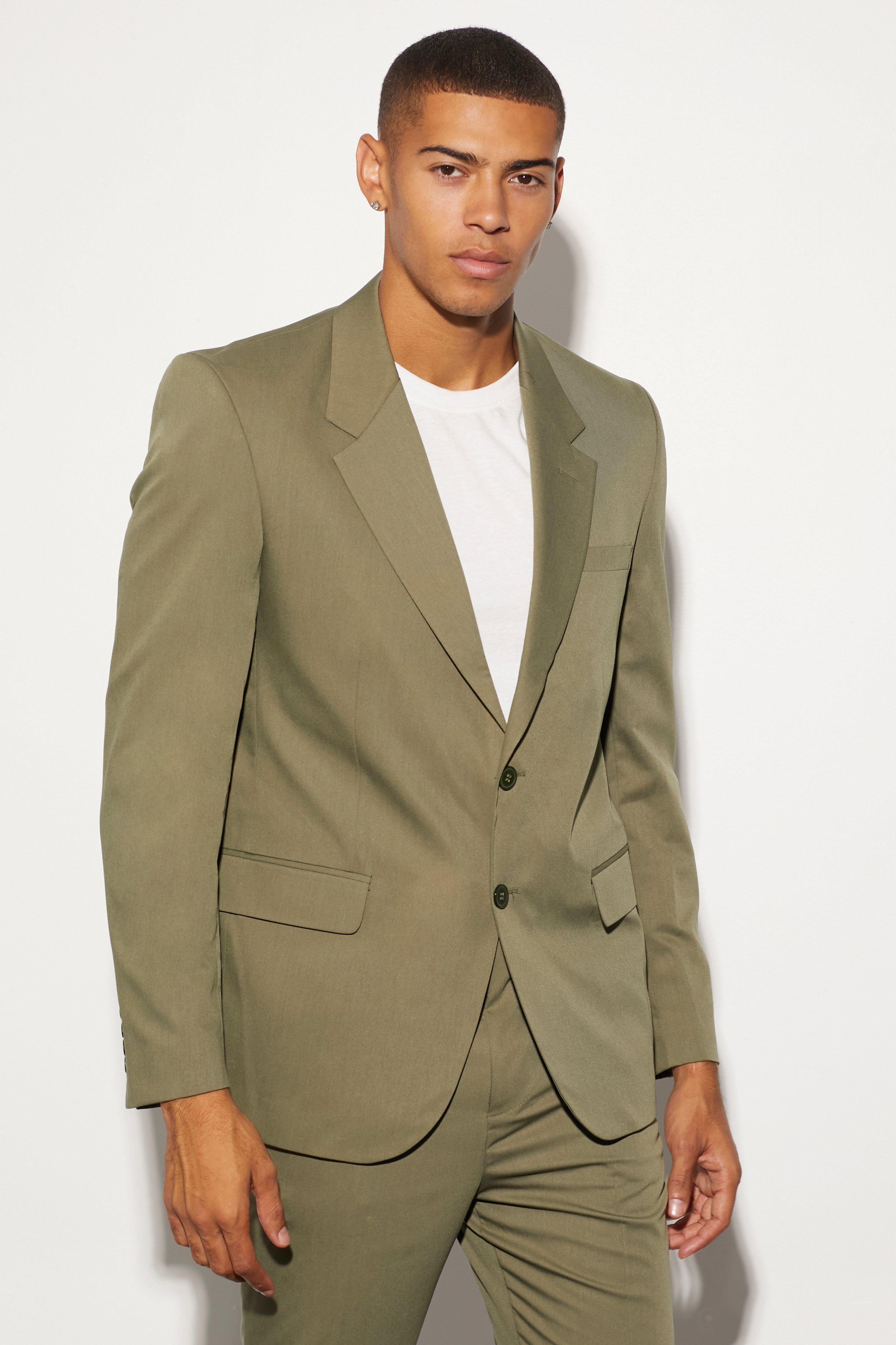 boohooMAN Oversized Boxy Single Breasted Suit Jacket - Green - Size 36