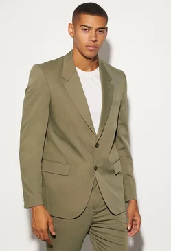 Oversized Boxy Single Breasted Suit Jacket Olive
