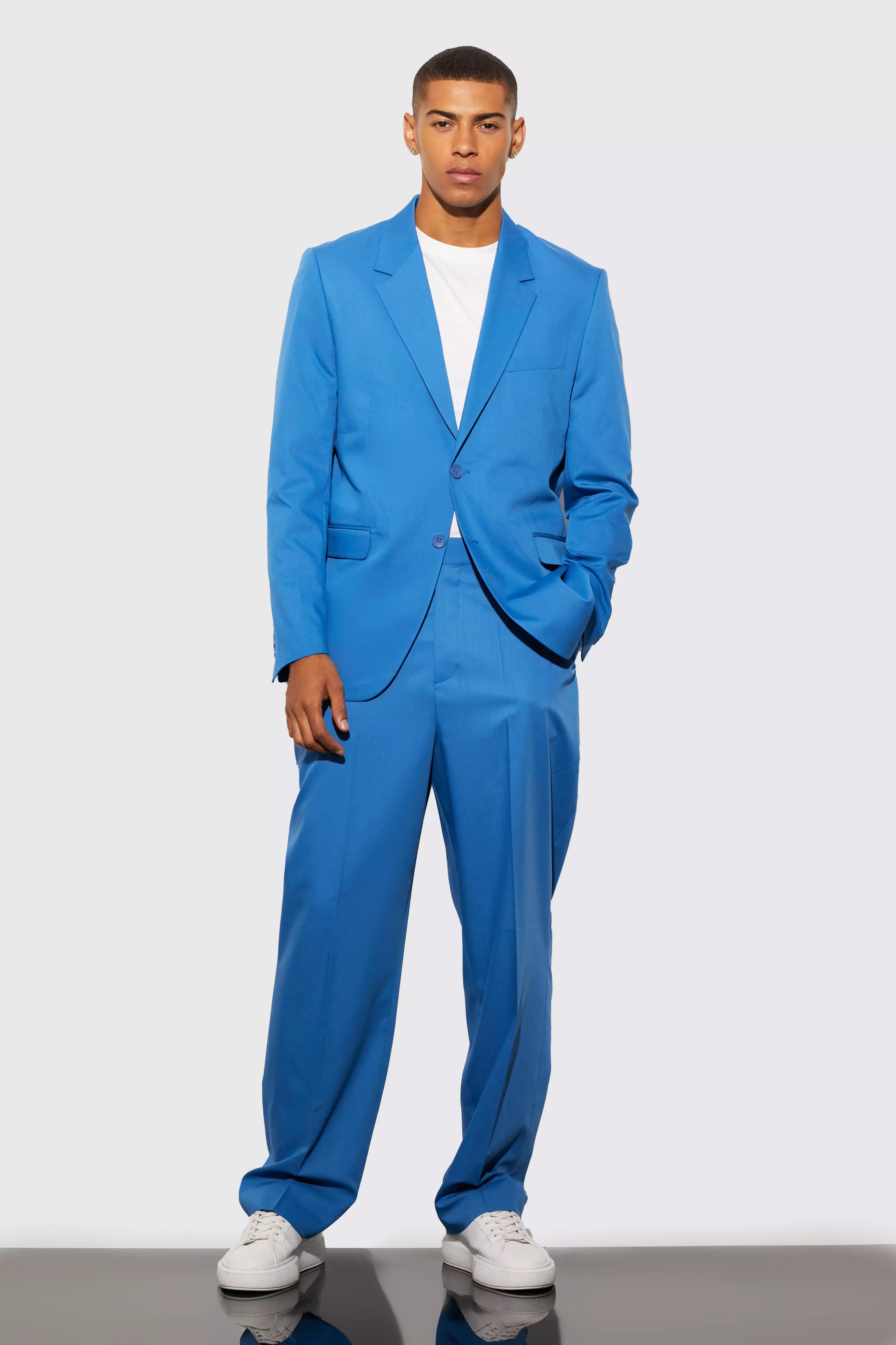 Marine blue Baggy Colbert Met Enkele Rij Knopen alternatieve afbeelding