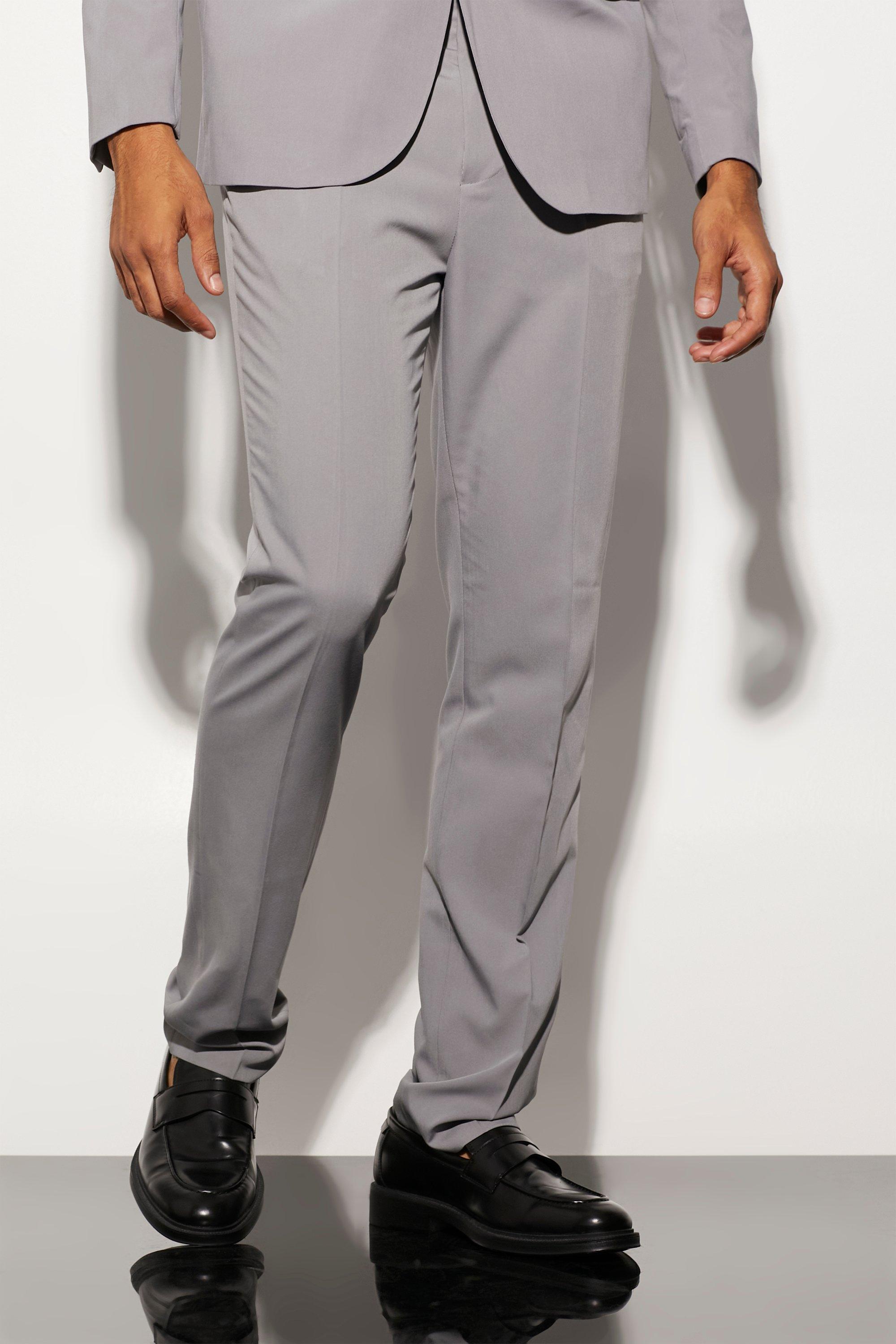 Grey Straight Fit Dress Pants
