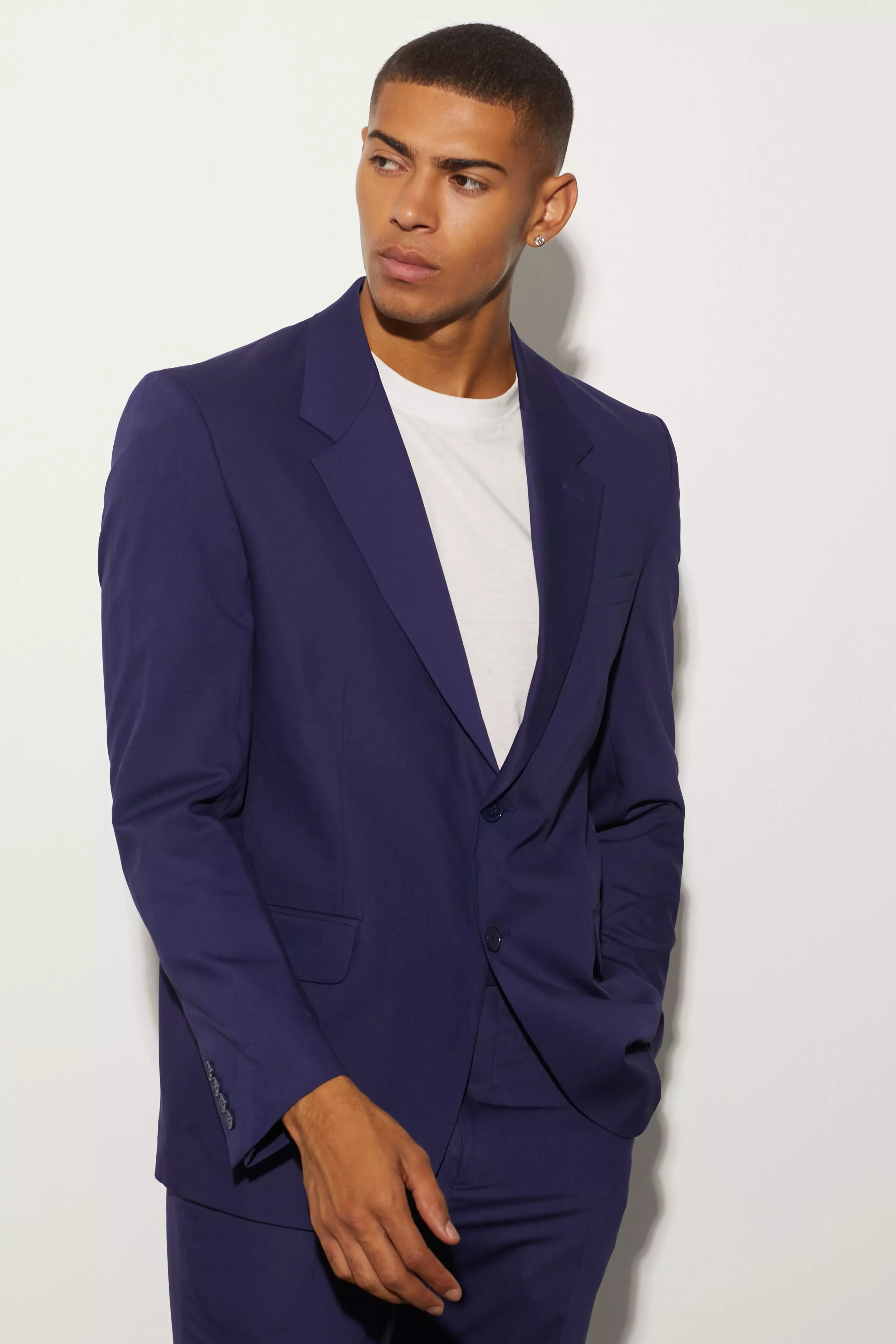 Navy Oversized Boxy Colbert Met Enkele Rij Knopen alternatieve afbeelding