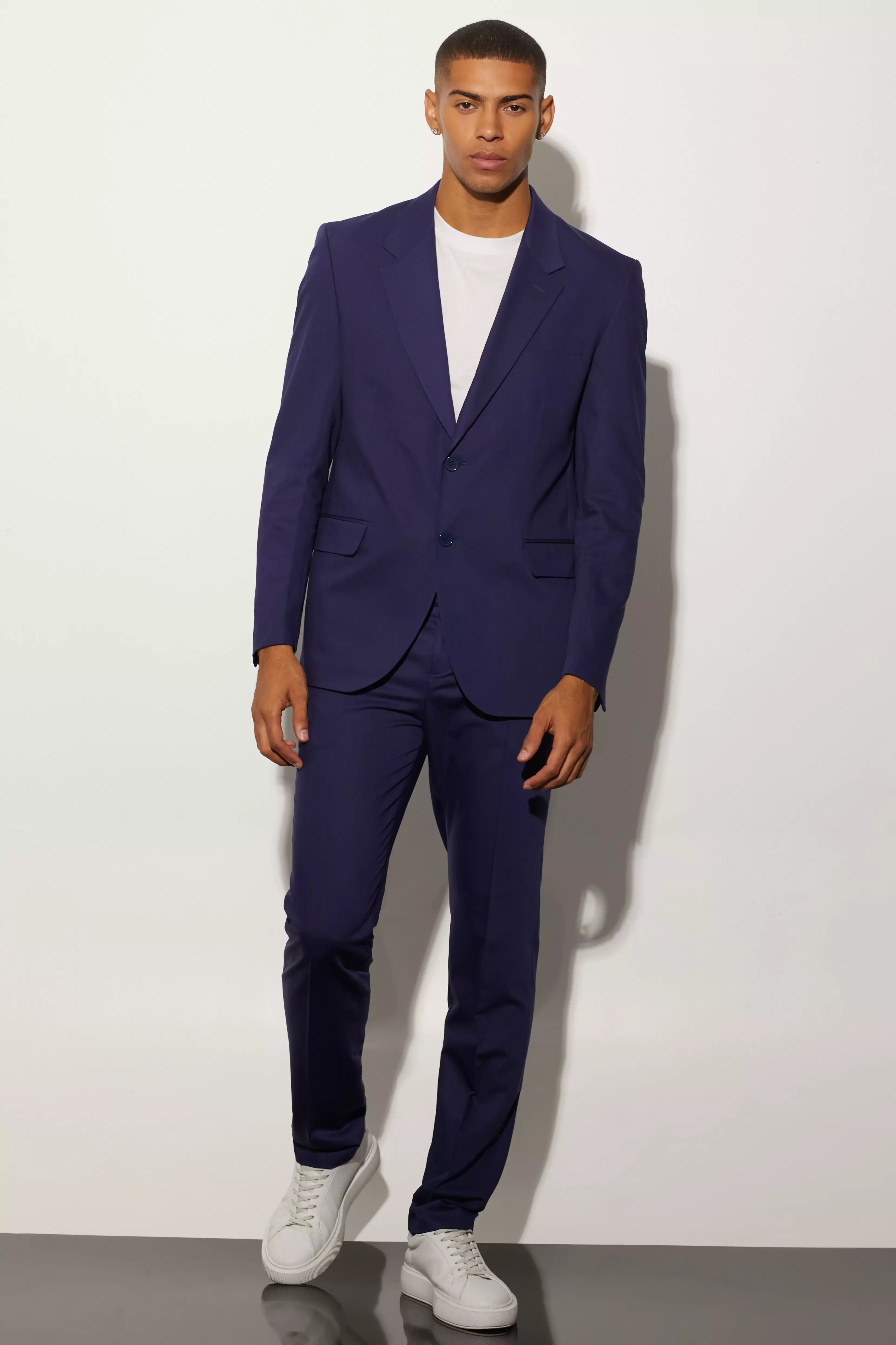 Navy Oversized Boxy Colbert Met Enkele Rij Knopen alternatieve afbeelding
