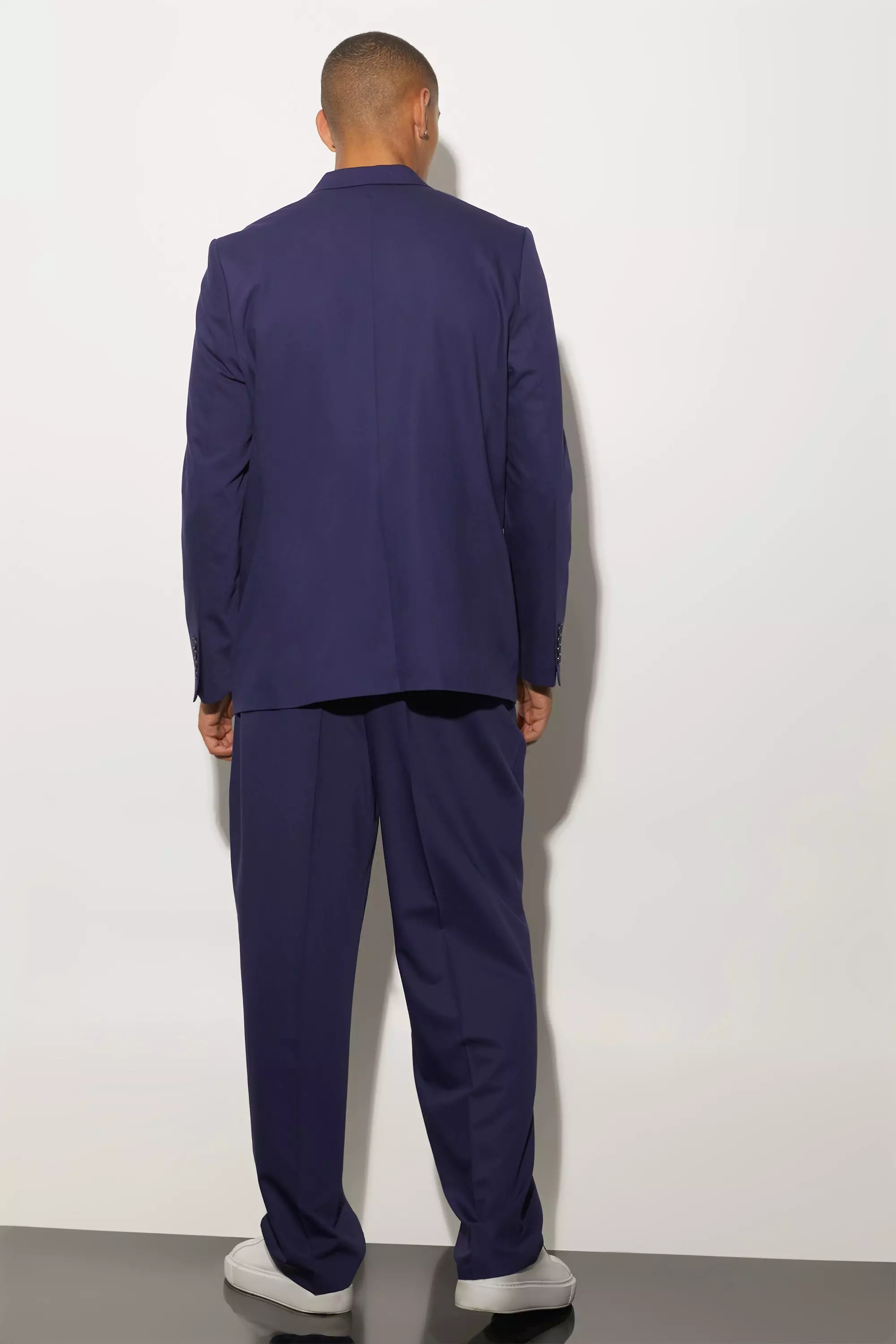 Navy Relaxed Fit Double Breasted Suit Jacket alternative image