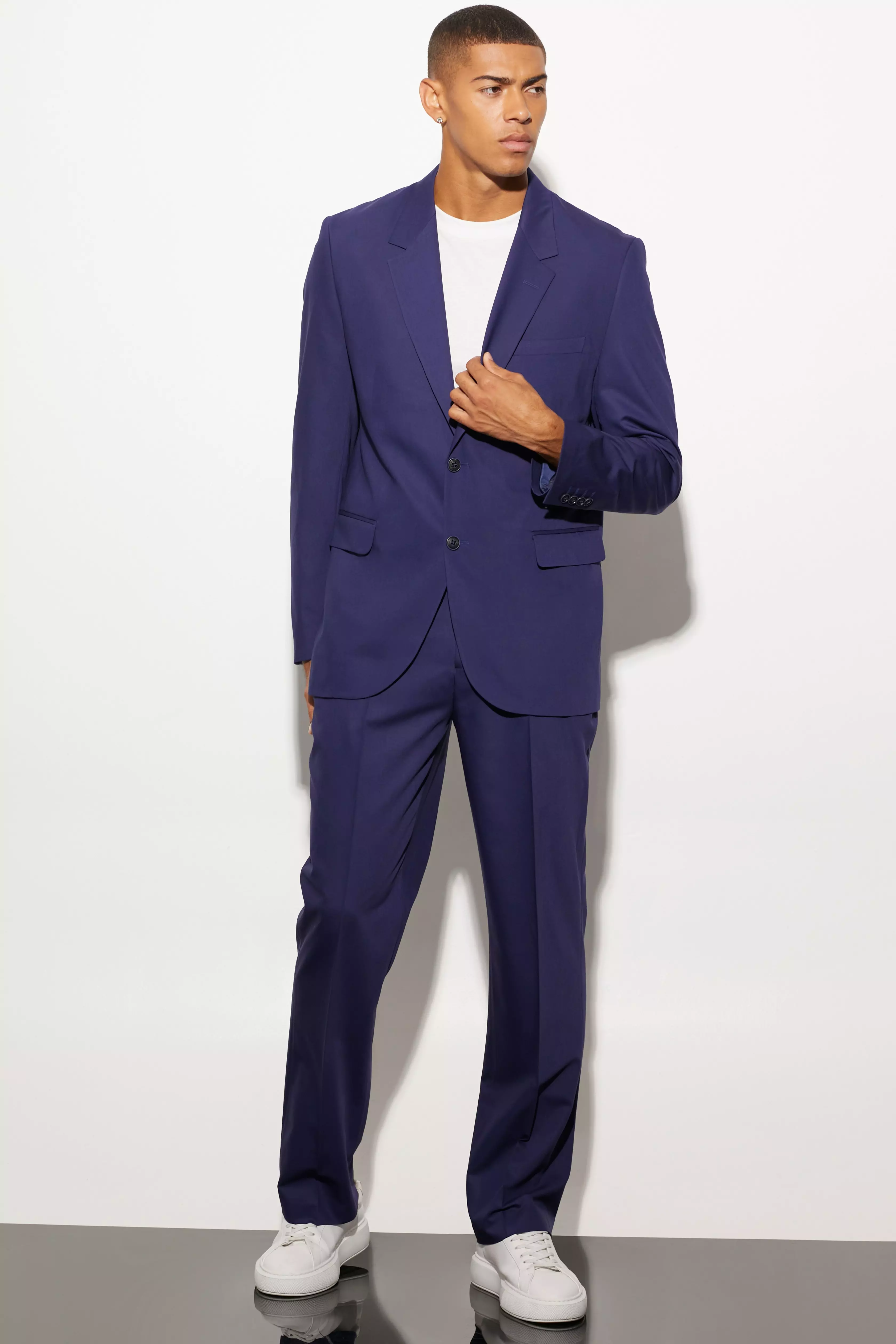 Navy Relaxed Fit Single Breasted Suit Jacket alternative image