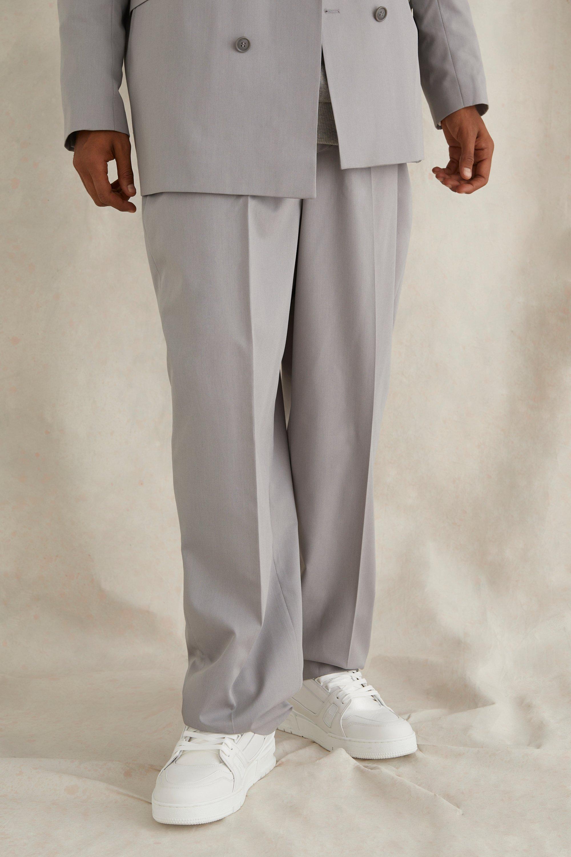 Grey Relaxed Fit Tailored Pants