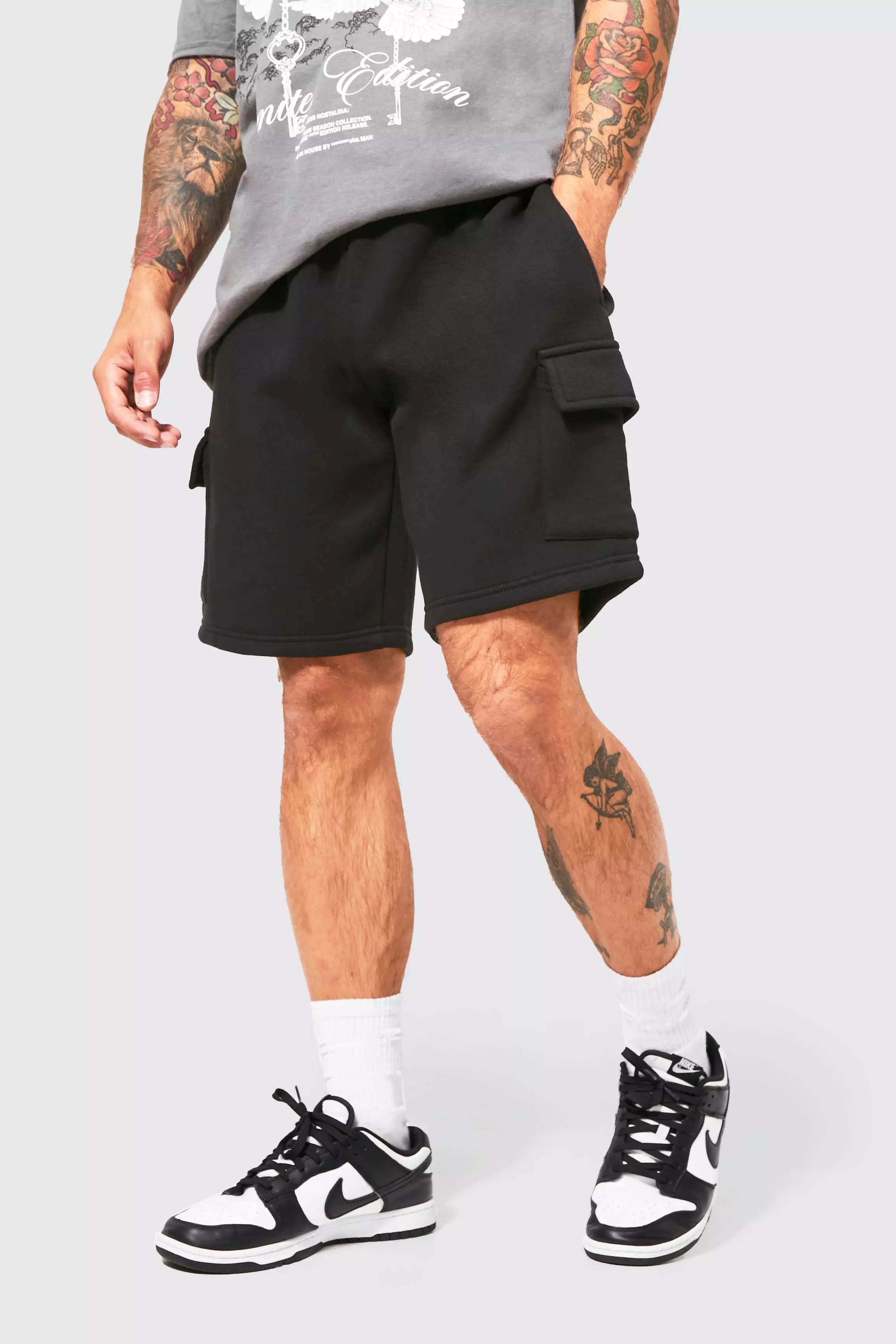 Black Loose Fit Cargo Jersey Short alternative image