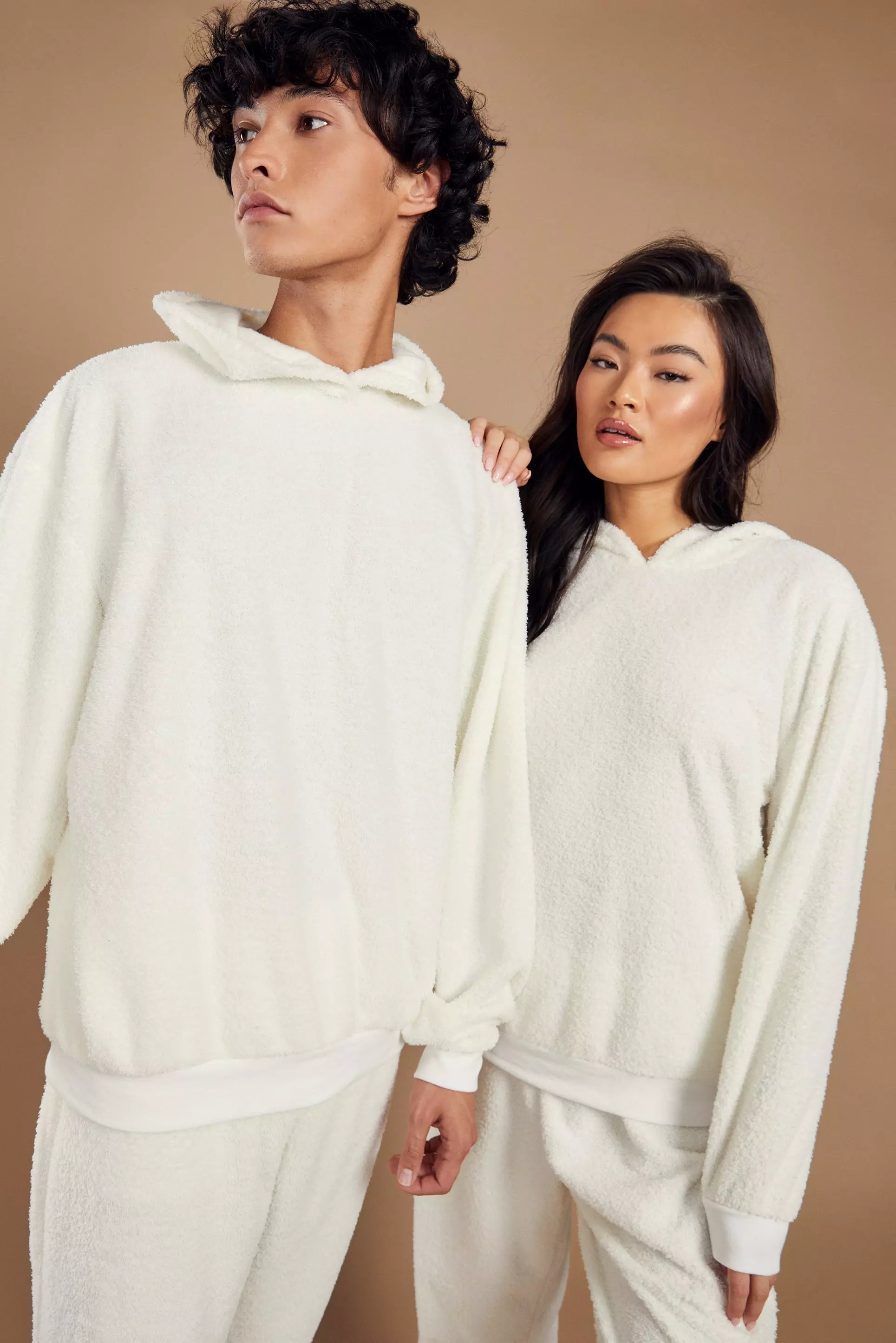 His Teddy Loungewear Hoodie and Jogger Set boohooMAN UK