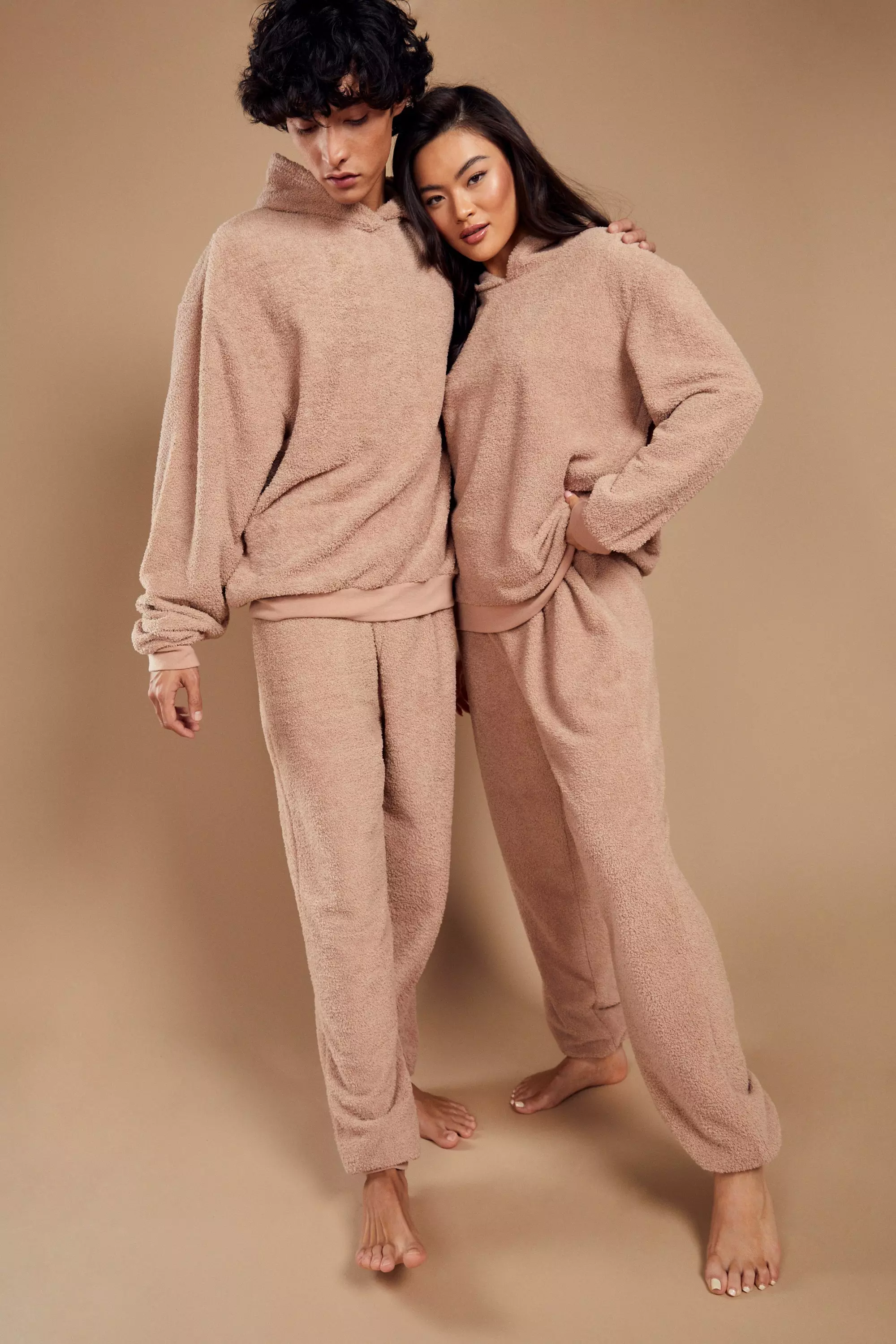 His Teddy Loungewear Hoodie and Jogger Set boohooMAN