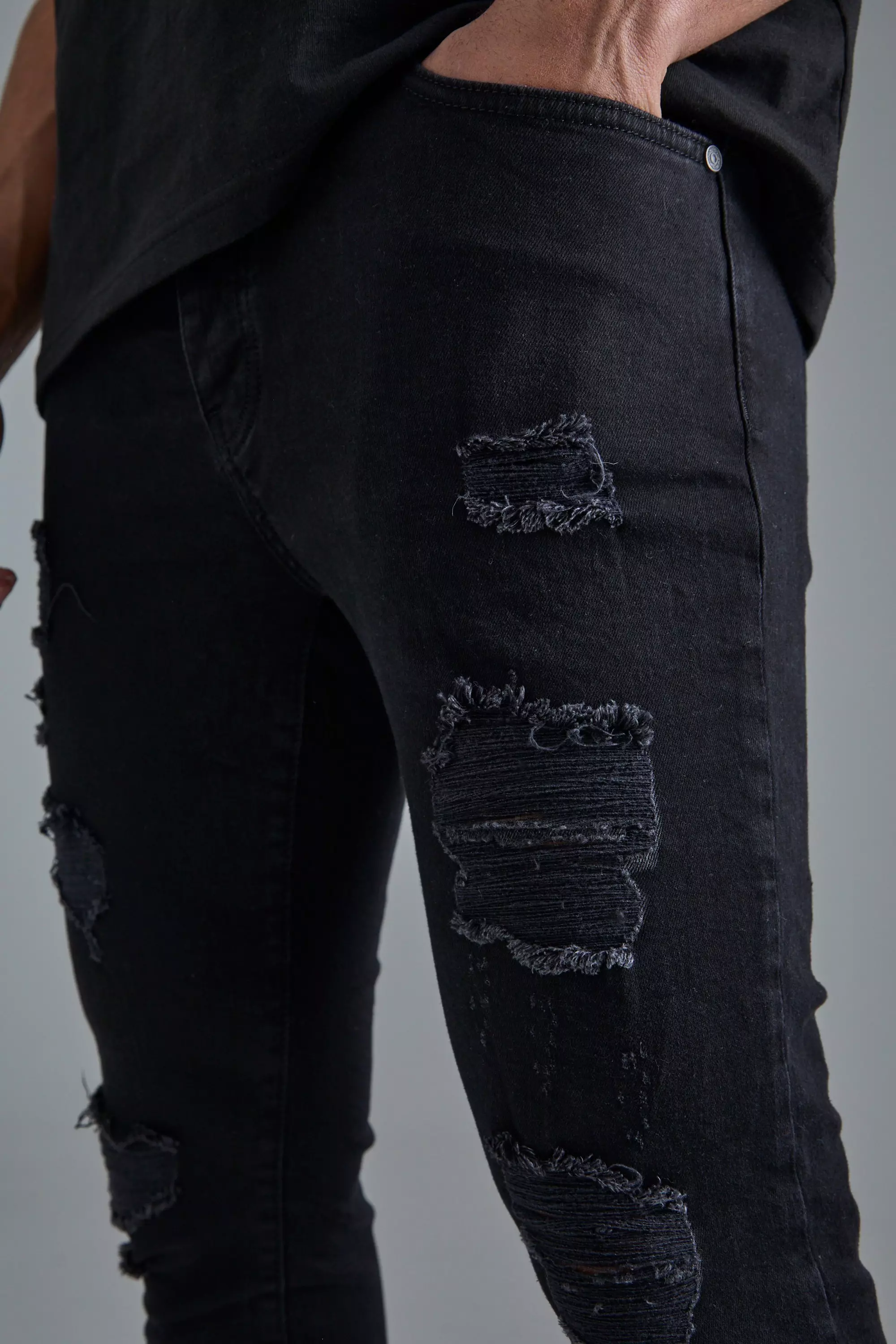 Skinny Stretch zerrissene Jeans, True black alternatives Bild