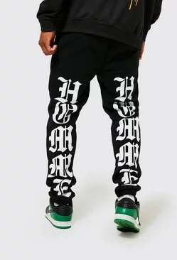 Regular Fit Homme Graphic Sweatpants Black
