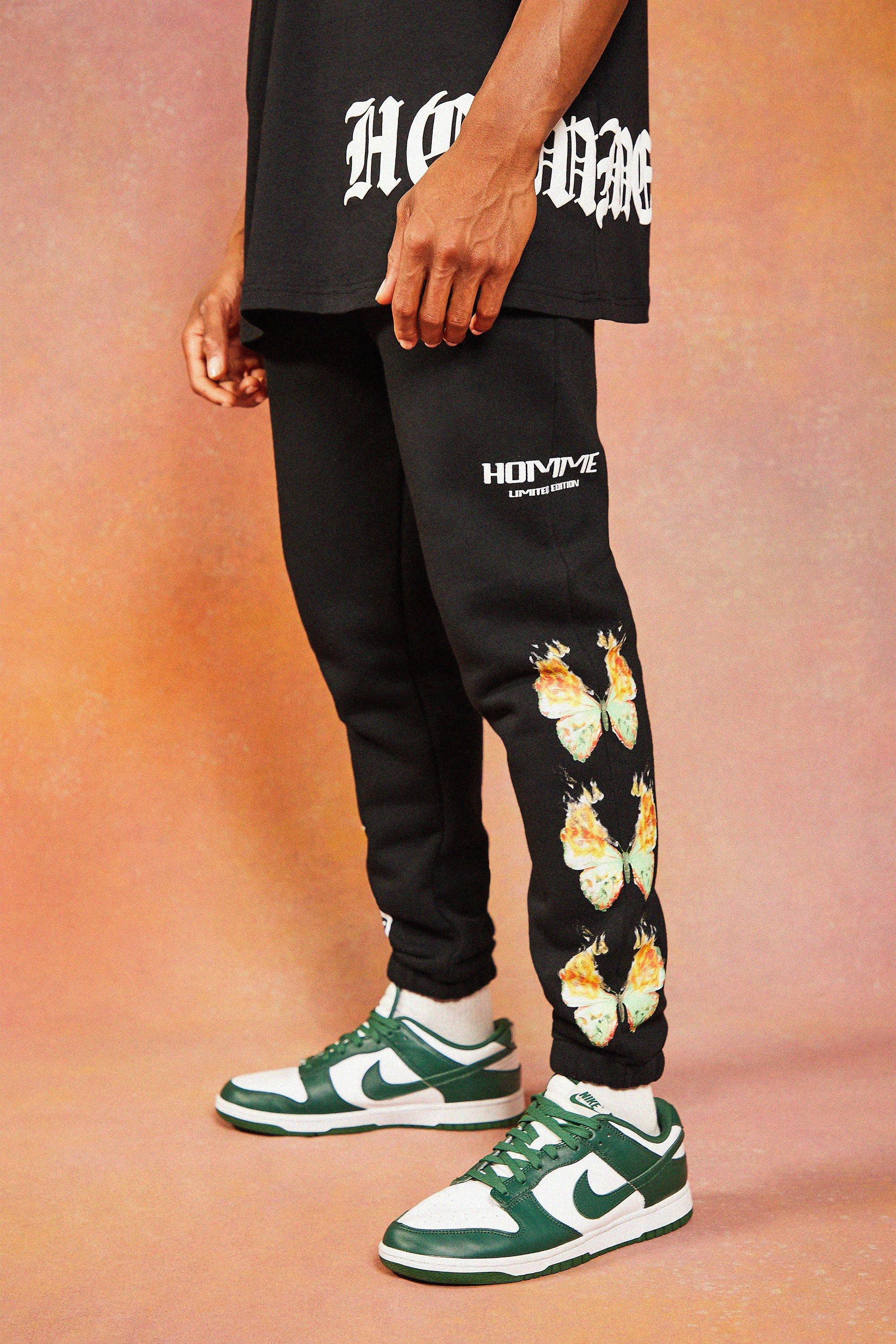 Boohooman butterfly joggers new arrivals