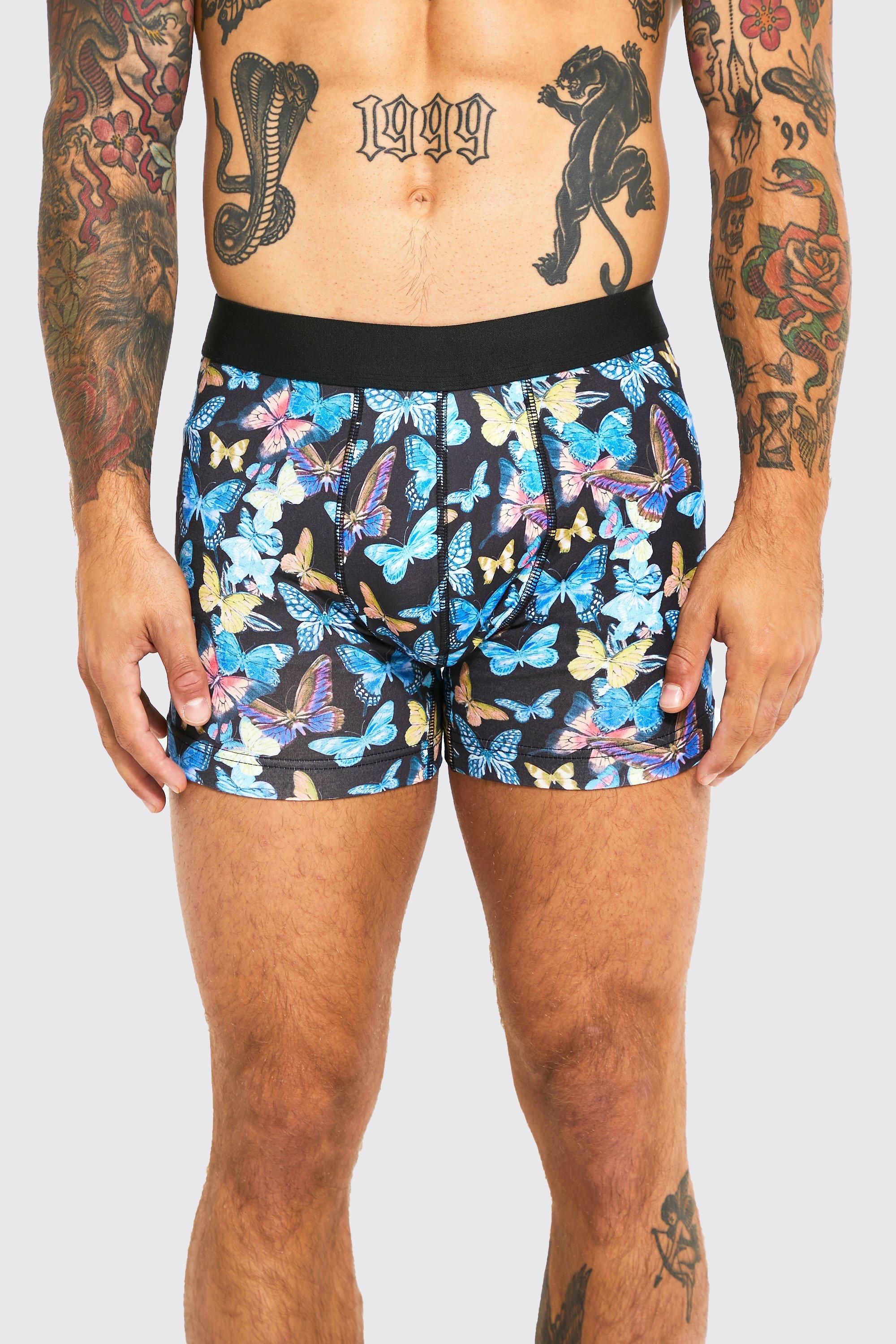 butterfly-print silk boxers