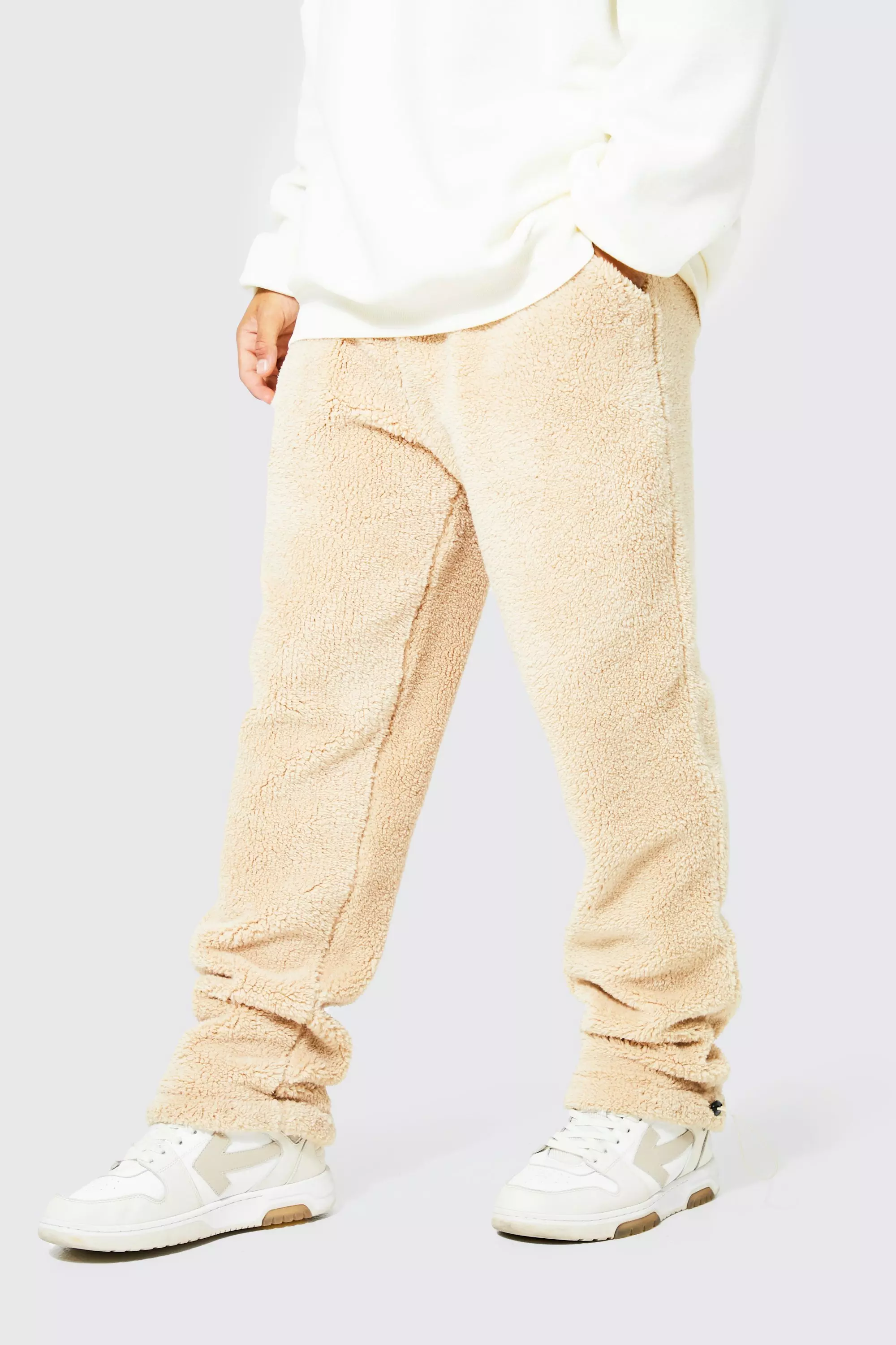 Cream borg joggers online