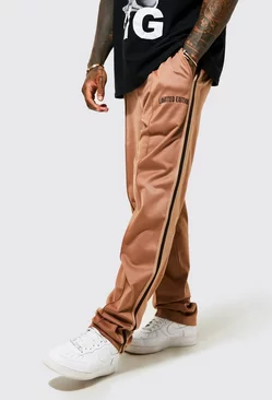 Brown Regular Fit Tricot Man Tricot Tape Sweatpants