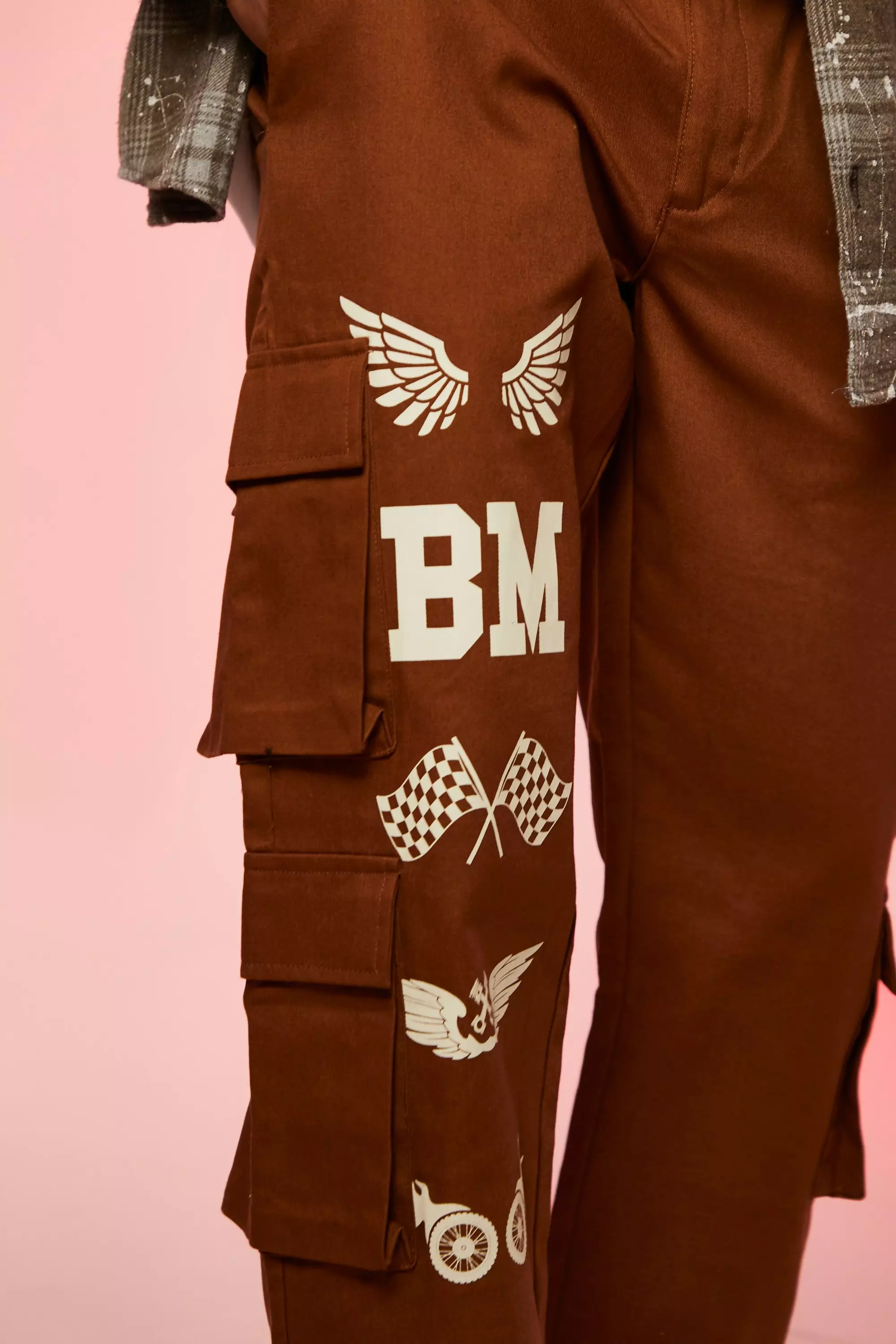 Tobacco Fixed Waist Straight Moto Print Split Hem Cargo alternative image