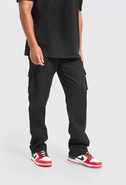 Black Tall Relaxed Fit Cargo Chino Pants