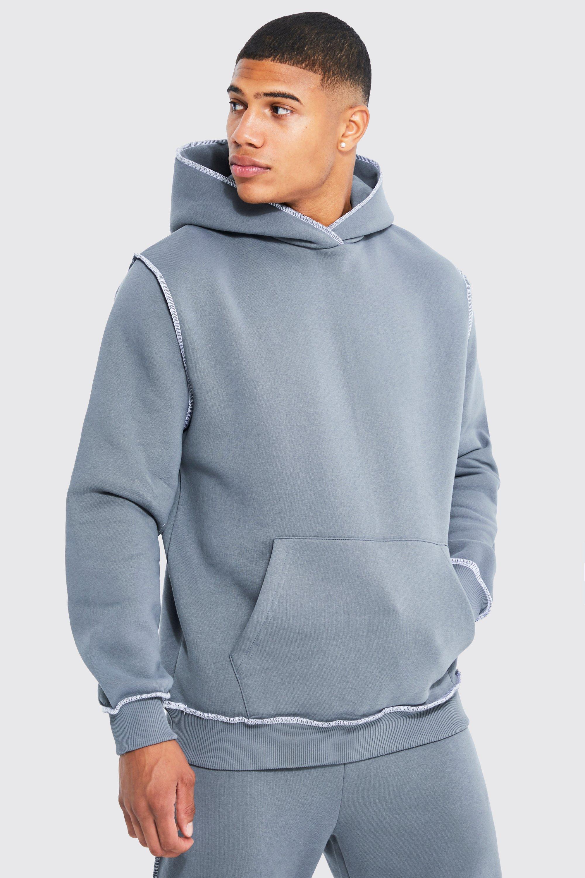 Contrast Stitch Detail Hoodie boohooMAN USA