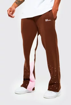 Regular Gusset Sweatpants With Paint Splatter Chocolate