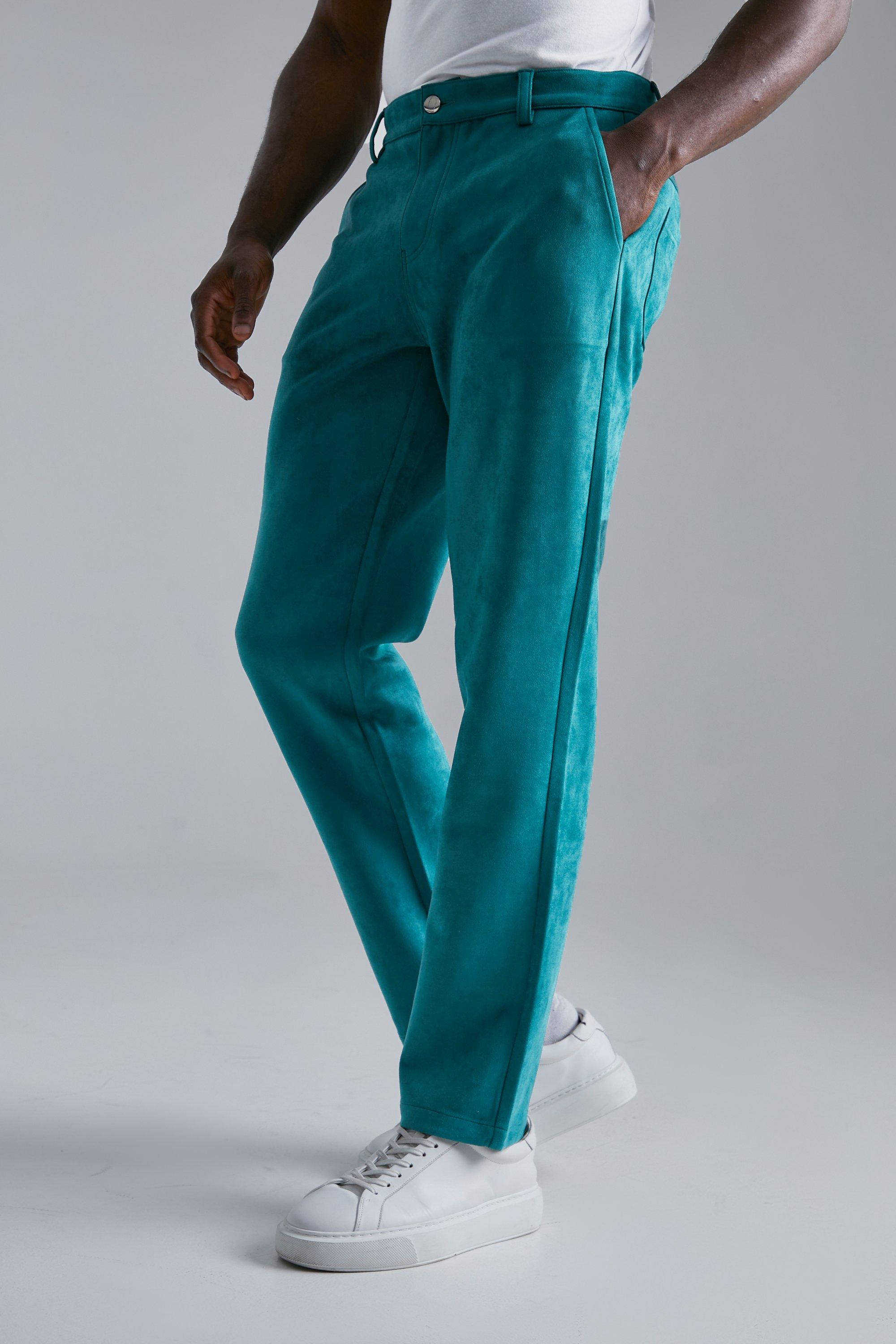 Fixed Waist Straight Faux Suede Trouser | boohooMAN USA