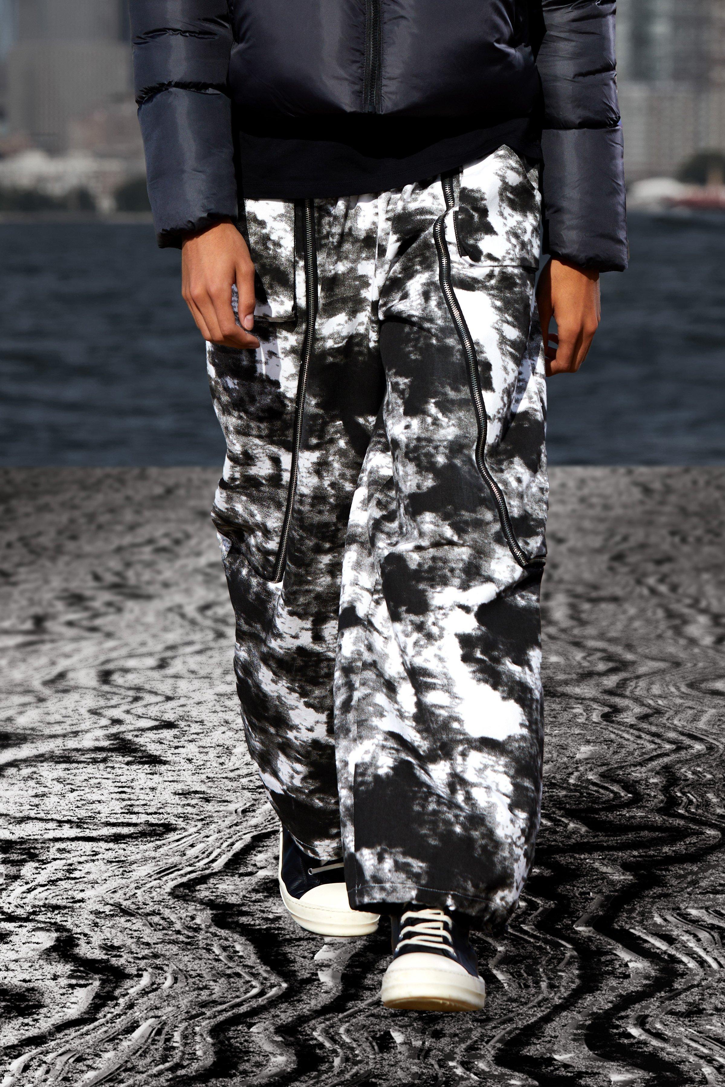 Elastic Waist Oversized Tie Dye Cargo