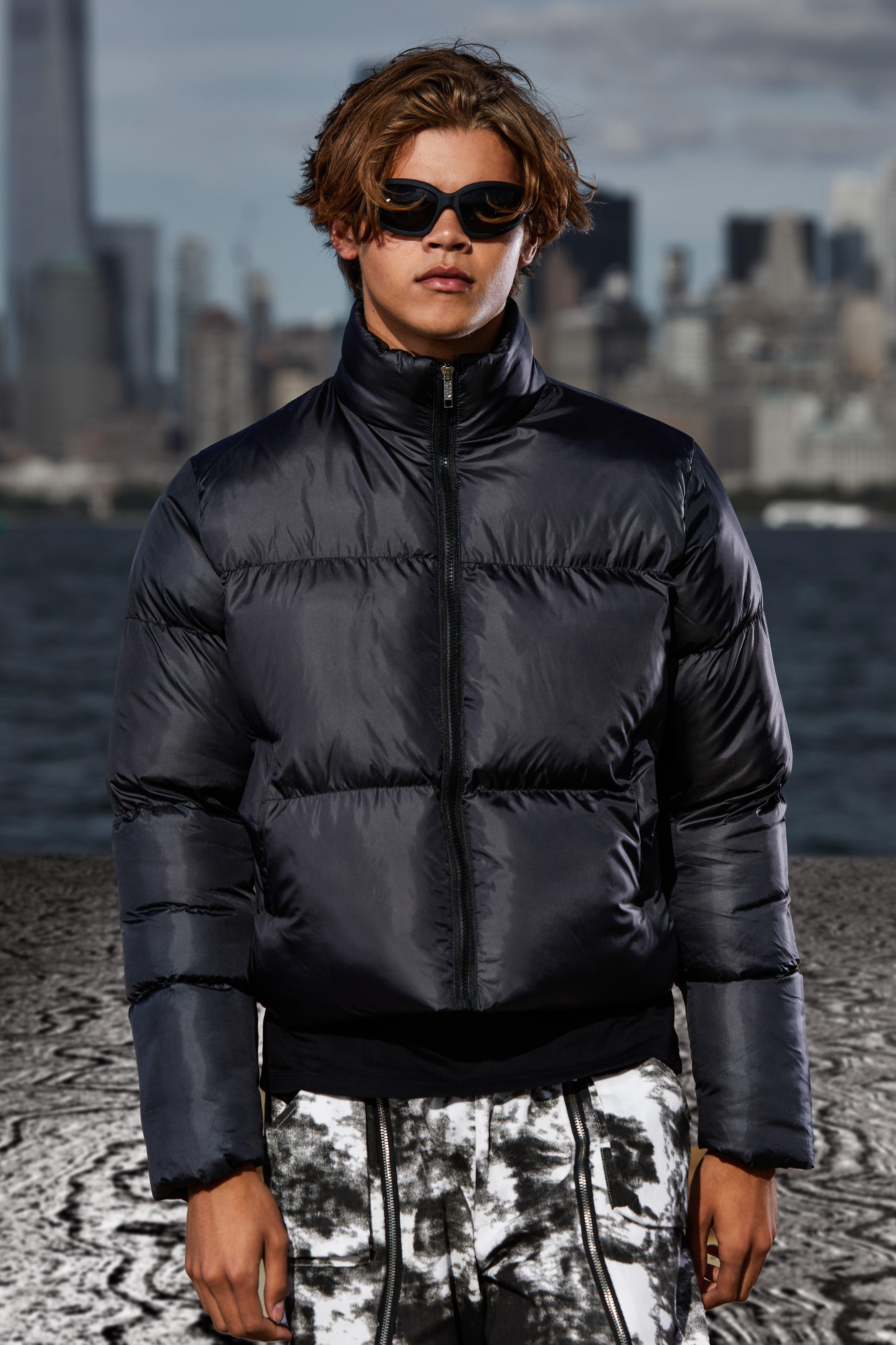 Boohooman black cheap puffer jacket