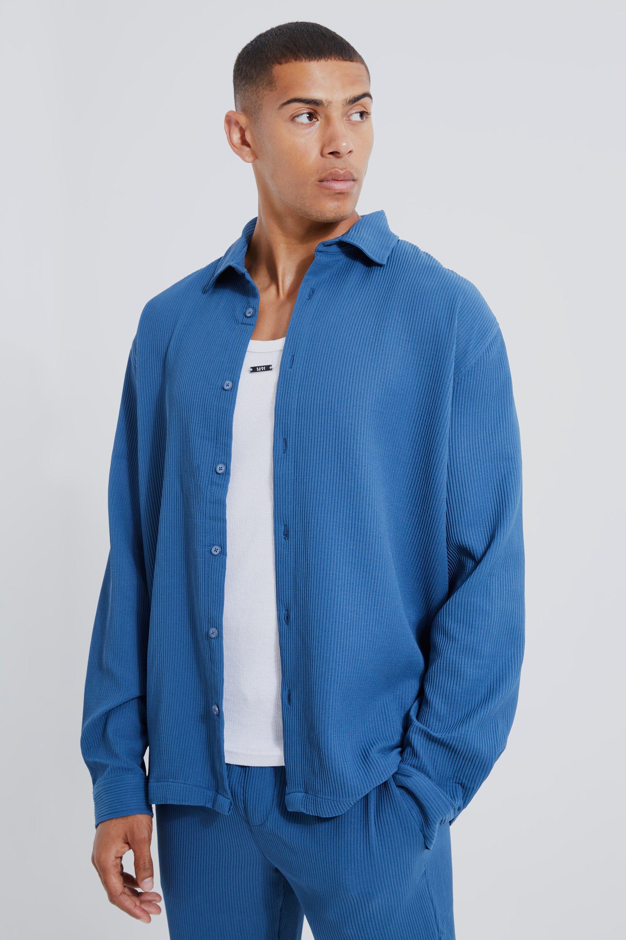 Long Sleeve Revere Pleated Shirt