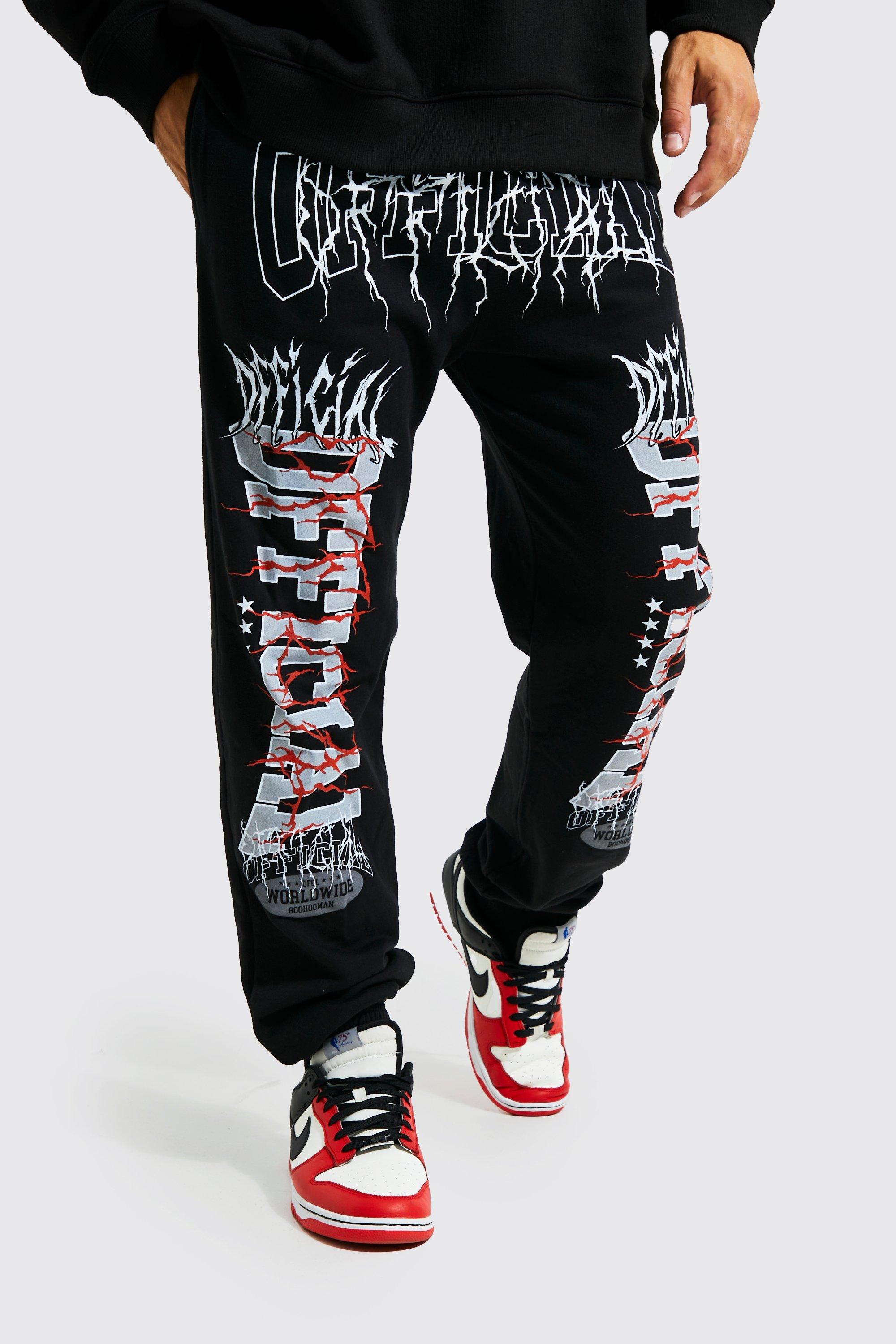 Regular Fit Multi Graphic Official Joggers | boohooMAN