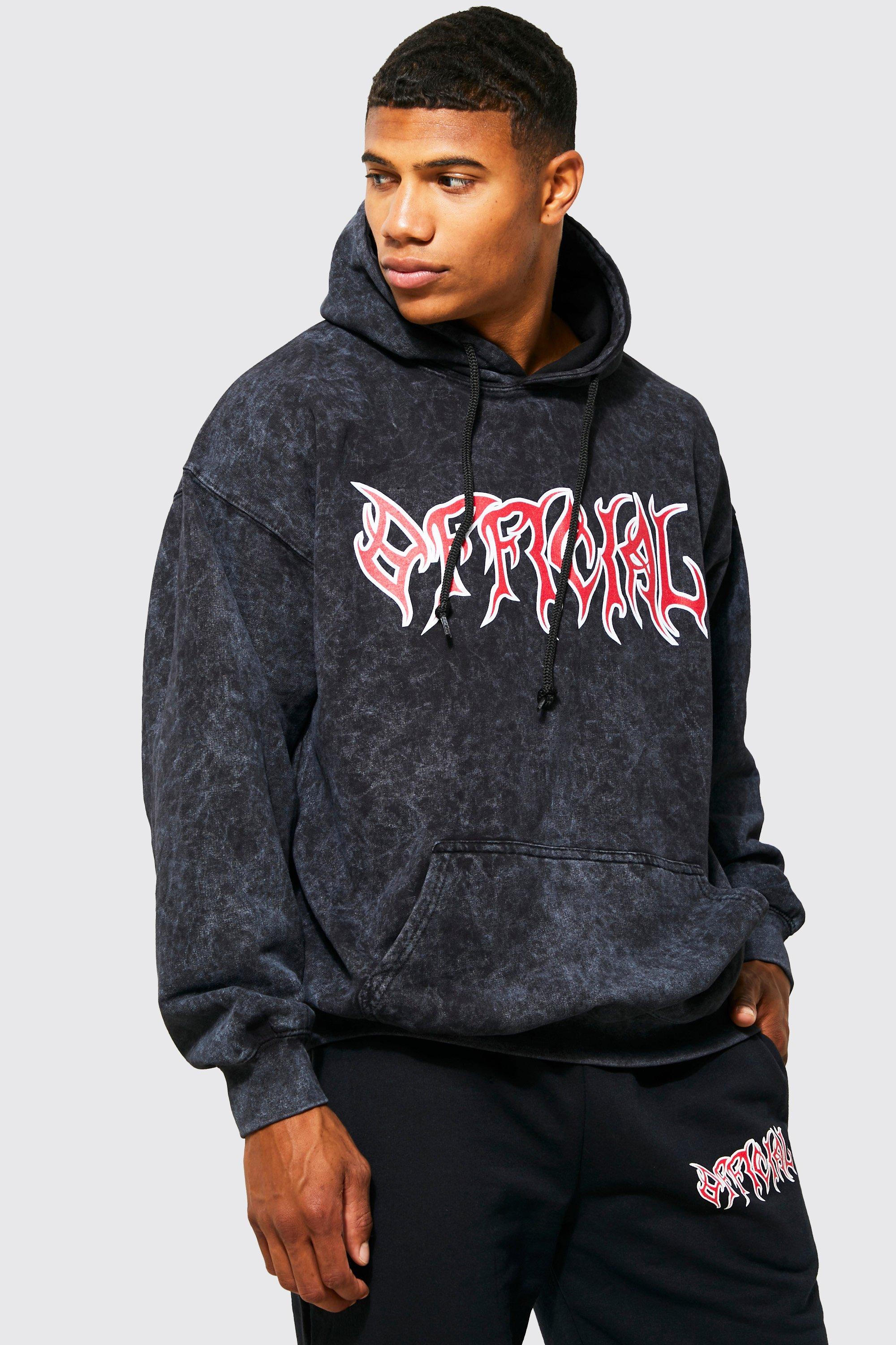 Oversized Boxy Acid Wash Dove Graphic Hoodie