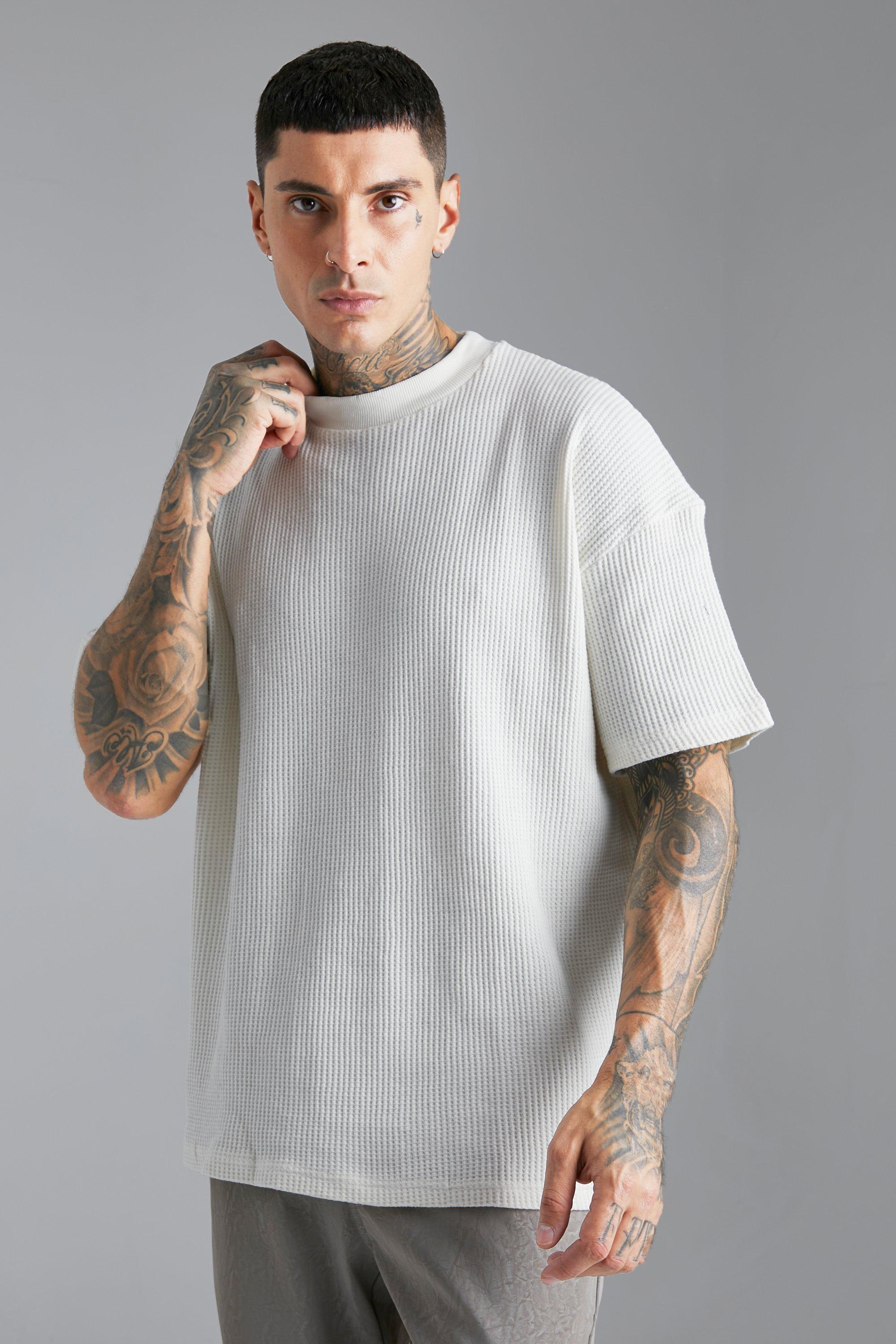 boohooMAN Oversized Extended Neck T-Shirt - White - Size S