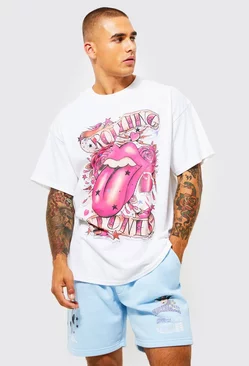 White Oversized Rolling Stones License T-shirt