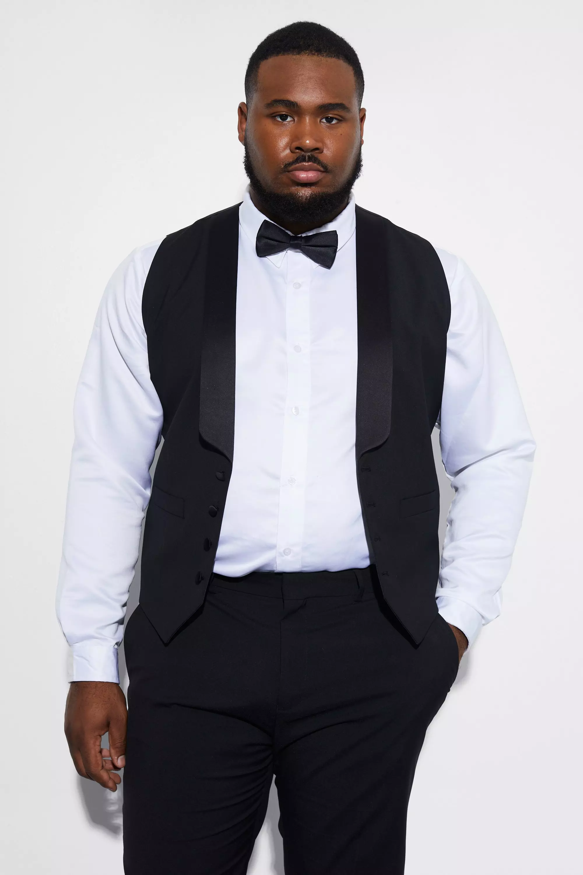 Black Plus Skinny Tuxedo Vest