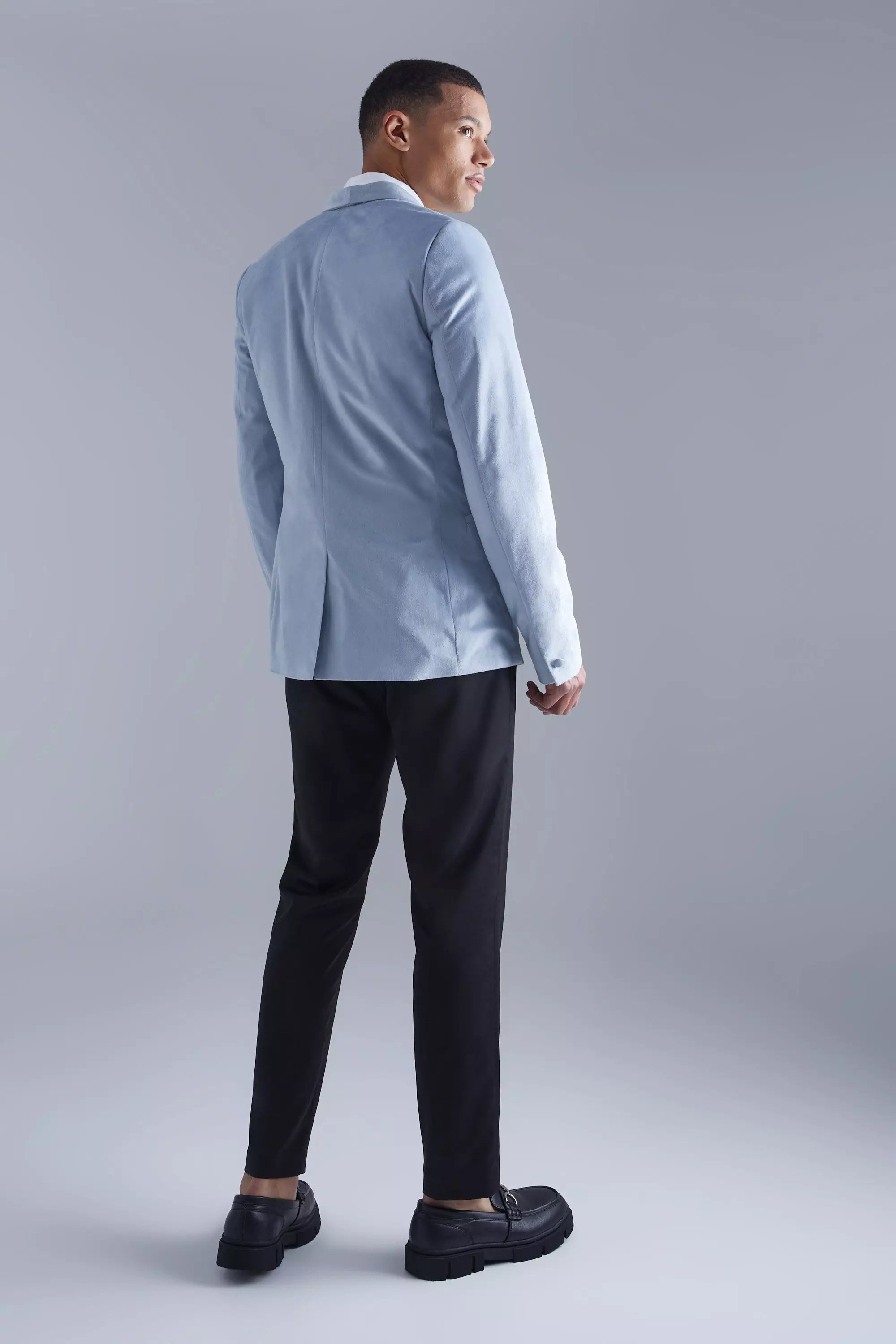 Grey Tall Skinny Velour Blazer alternative image
