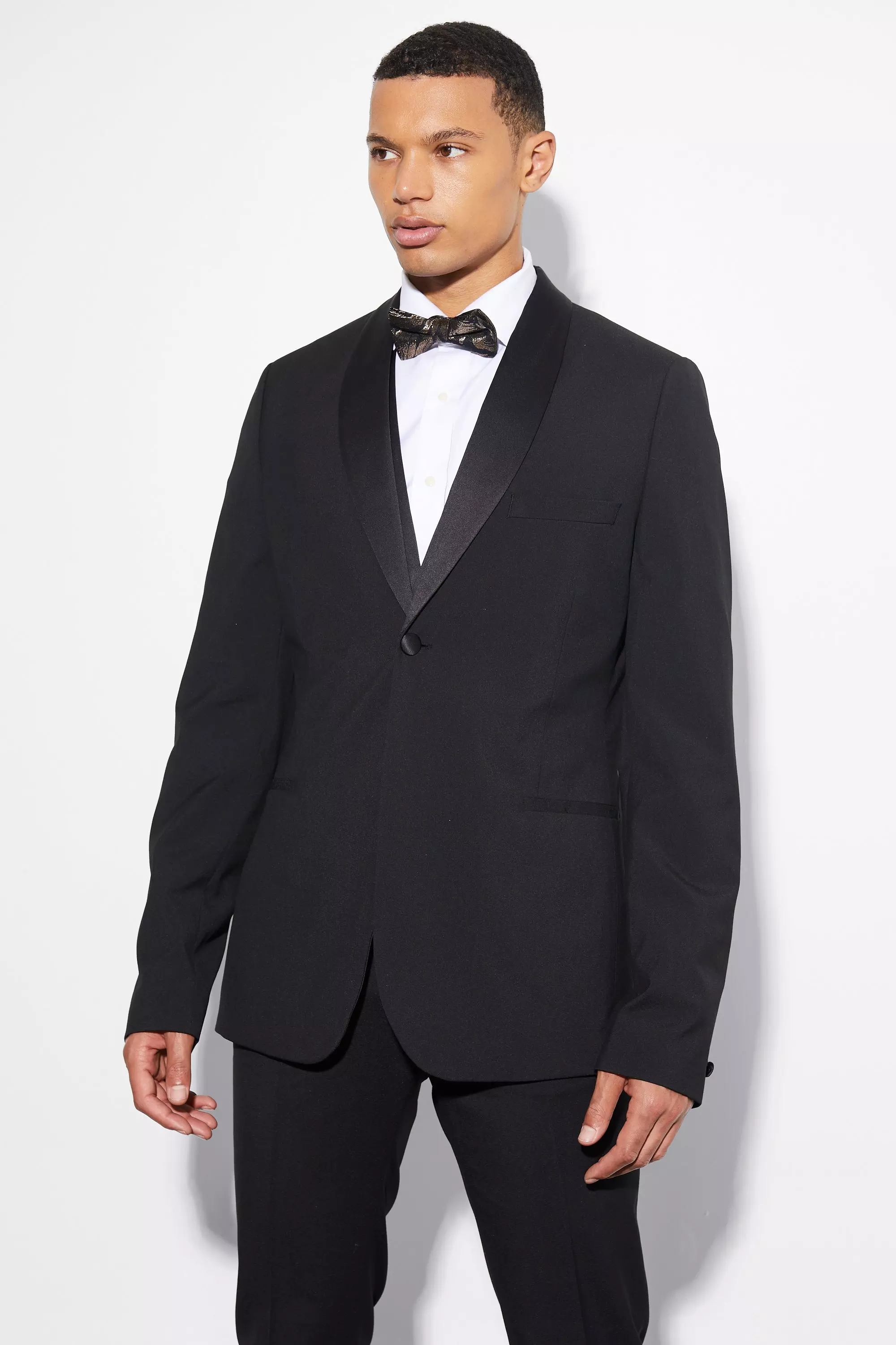 Tall Skinny Tuxedo Single Breasted Jacket Black