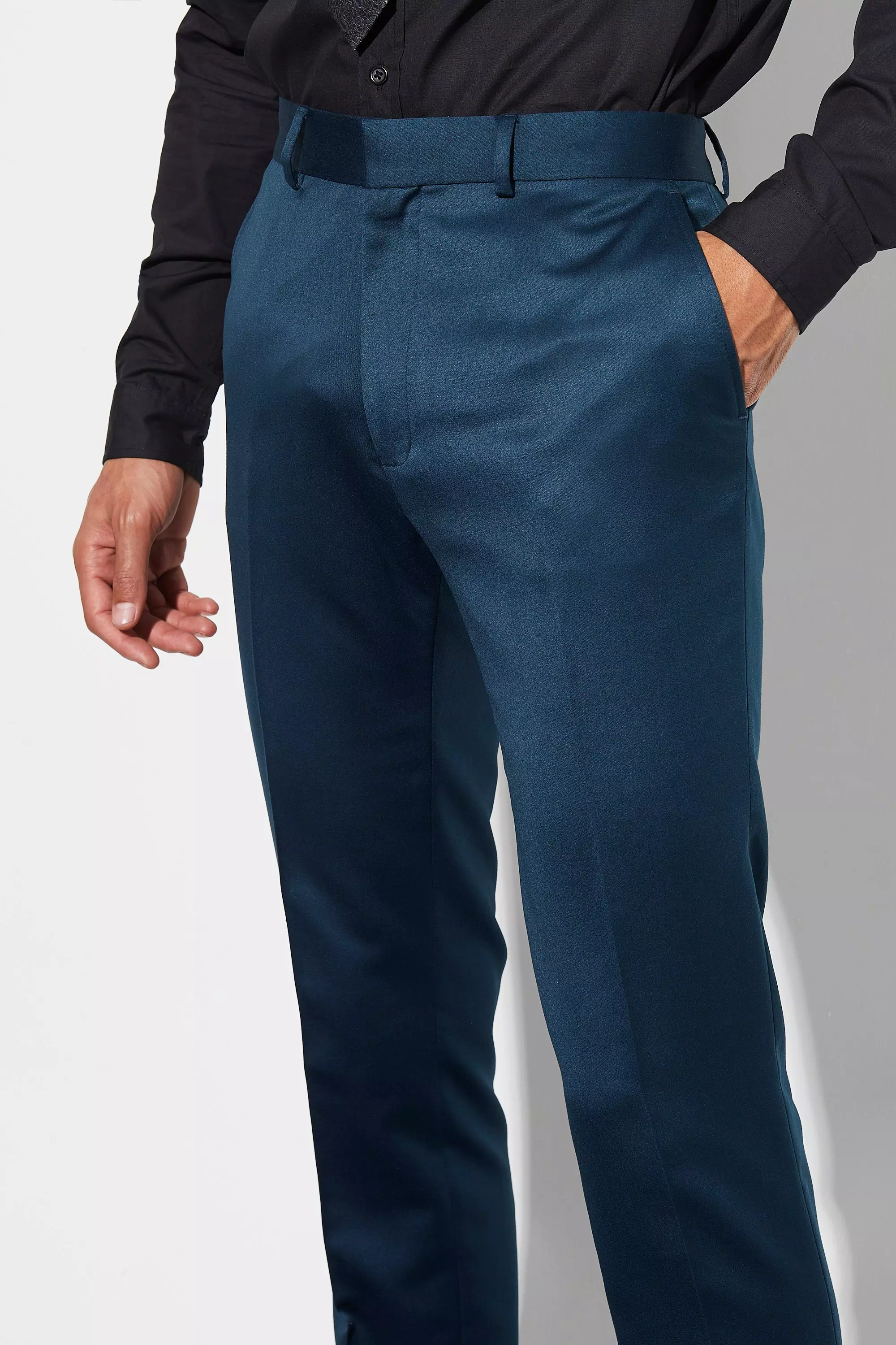 Navy Tall Skinny Satin Suit Pants alternative image