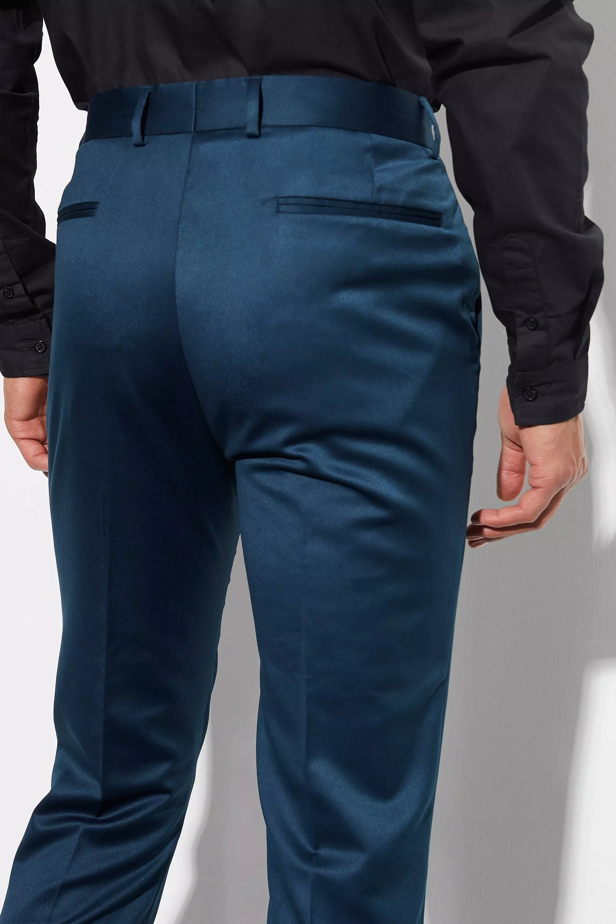 Navy Tall Skinny Satin Suit Pants alternative image