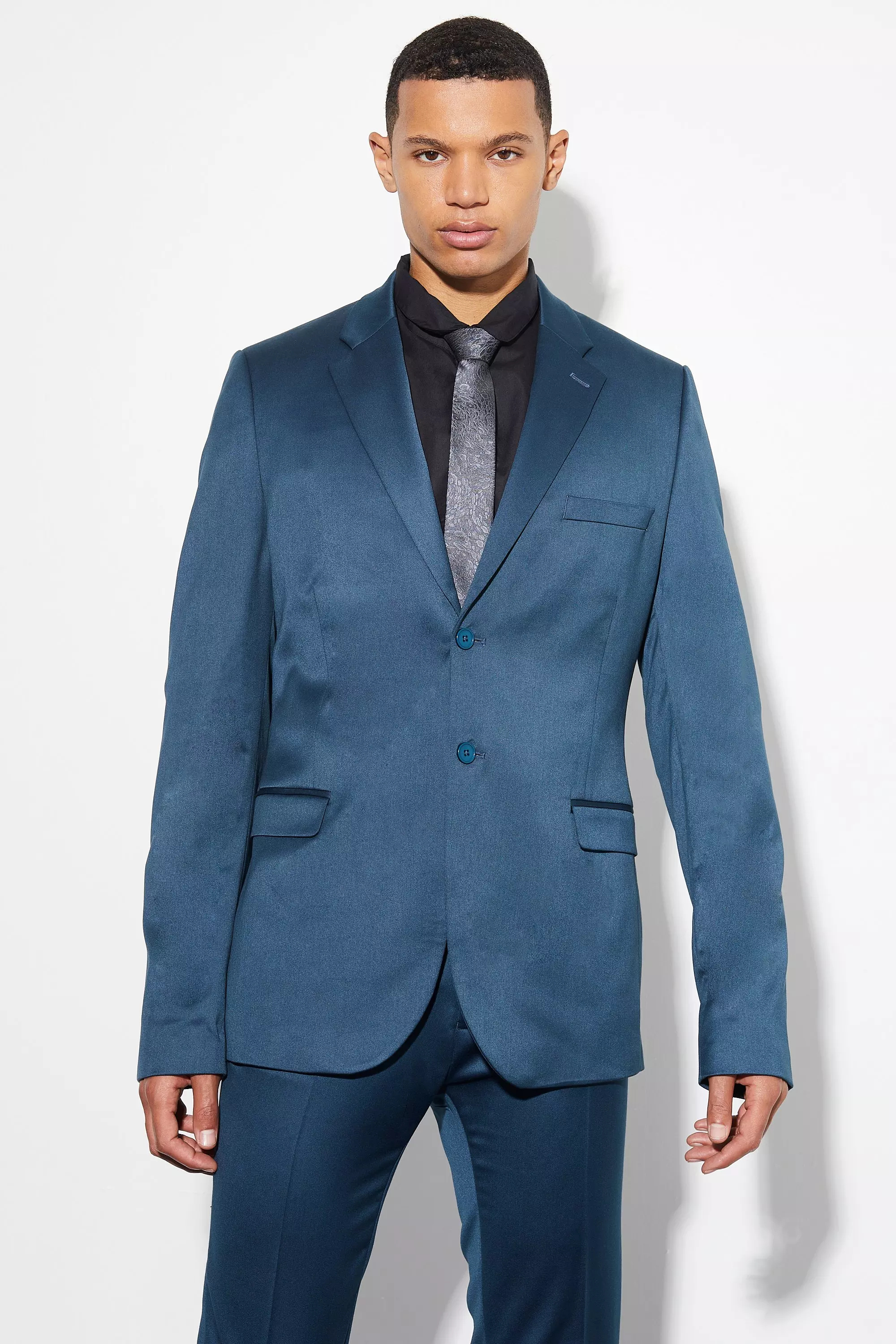 Tall - Veste de costume cintrée satinée, Navy autre image