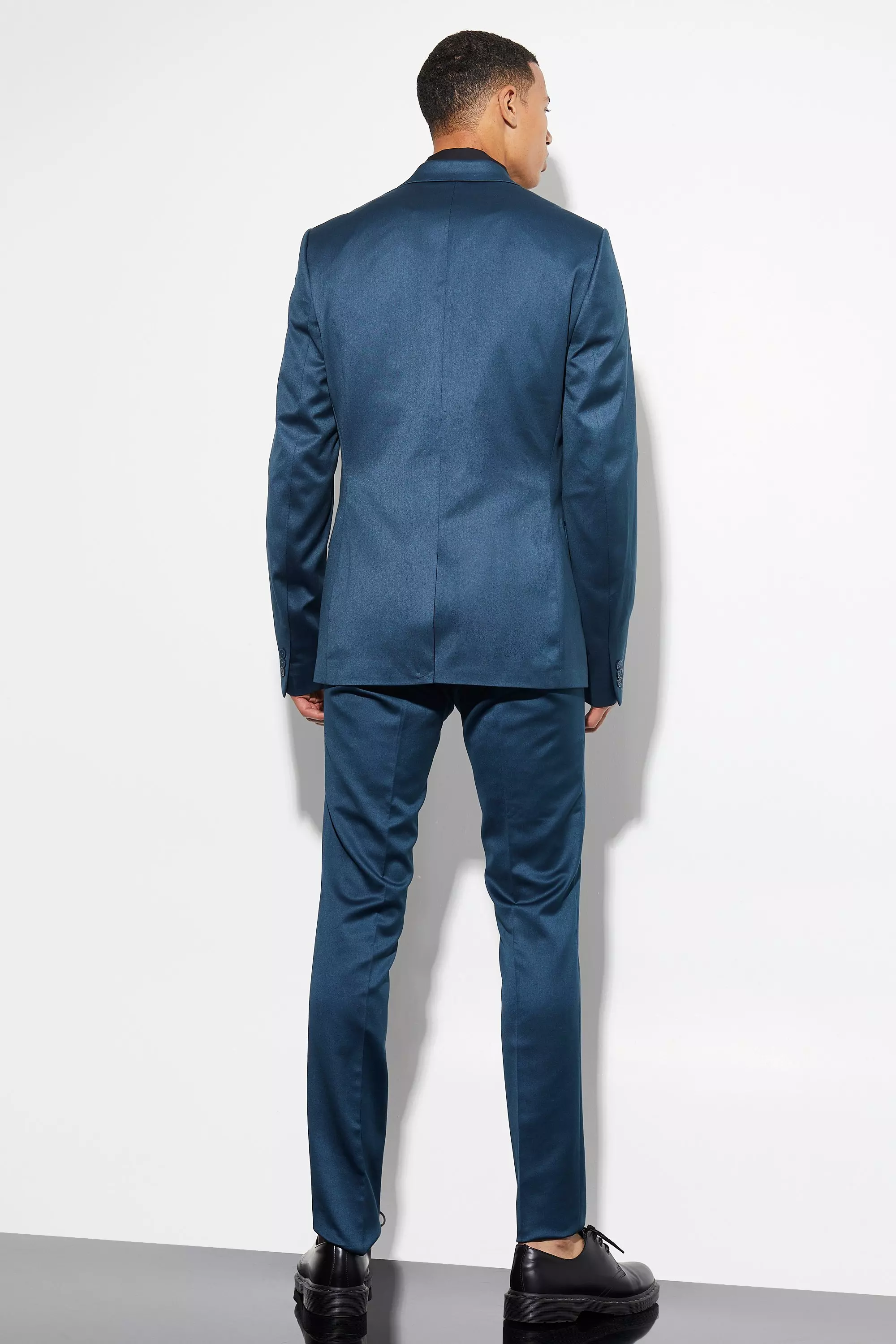 Navy Tall Skinny Satin Suit Jacket alternative image