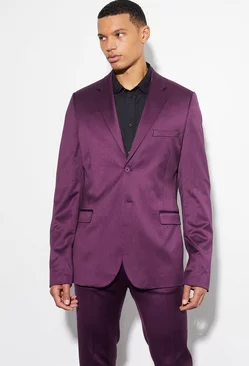 Tall Skinny Satin Suit Jacket Purple