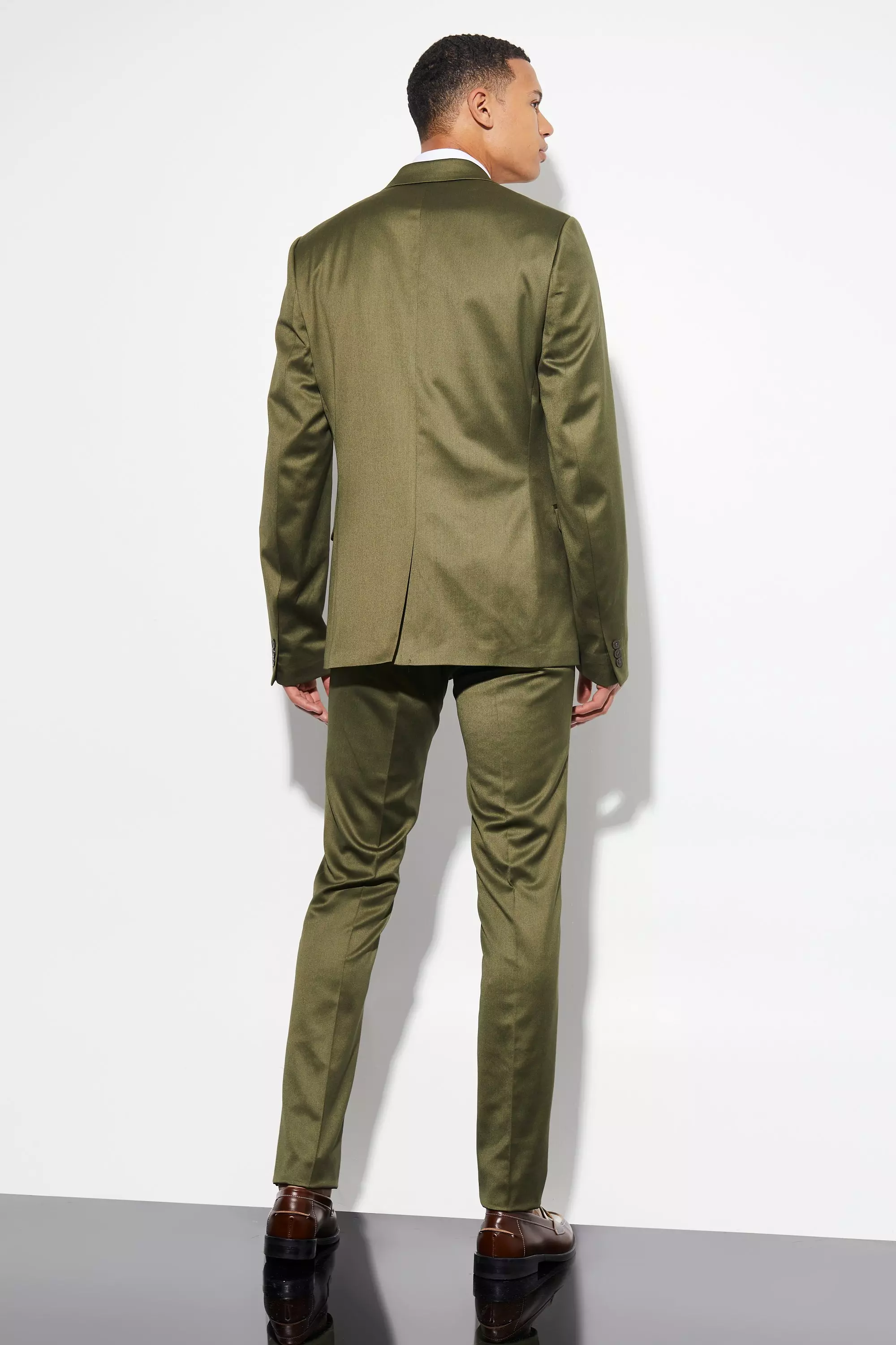 Tall - Veste de costume cintrée satinée, Olive autre image