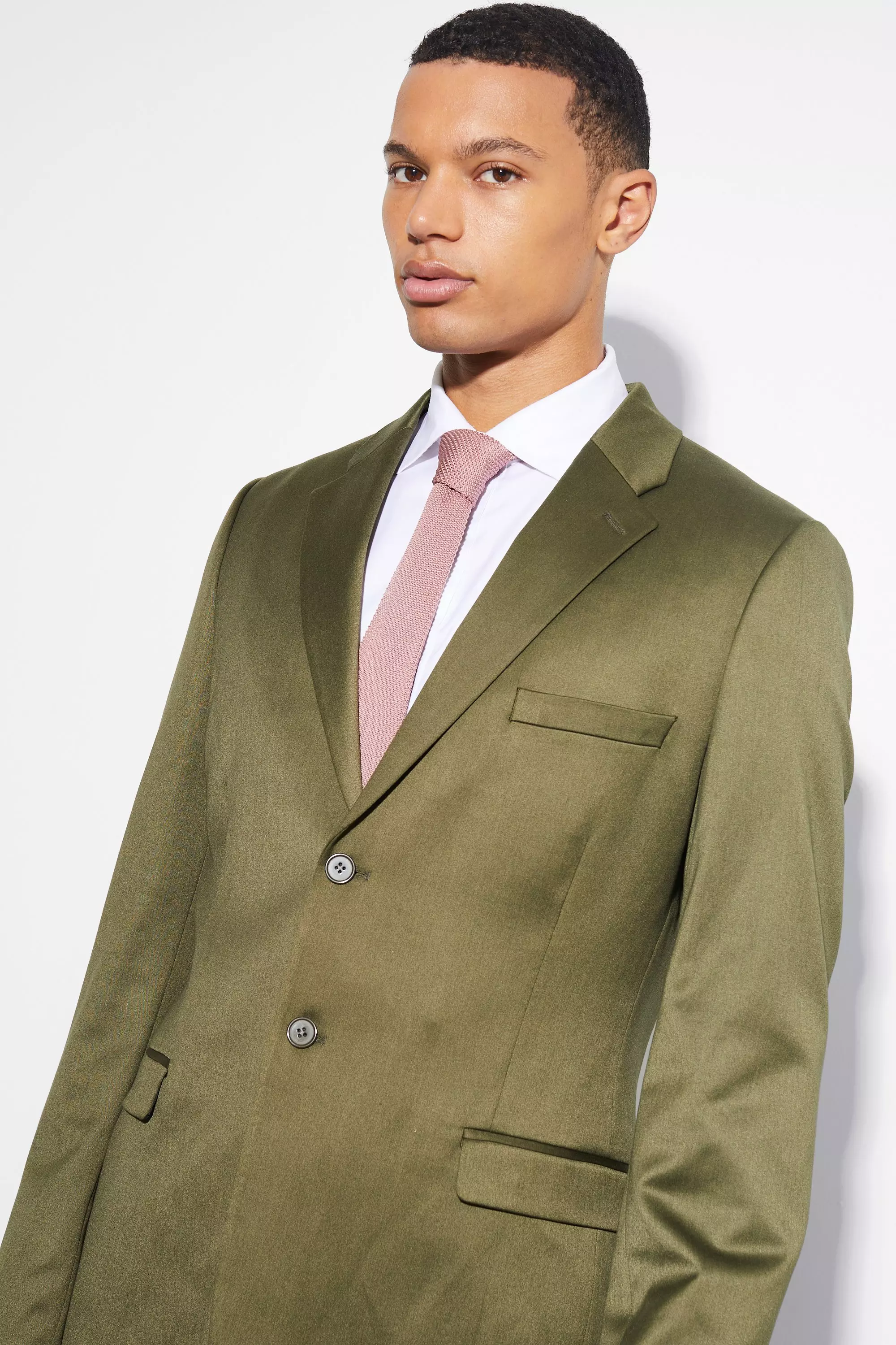 Tall - Veste de costume cintrée satinée, Olive autre image