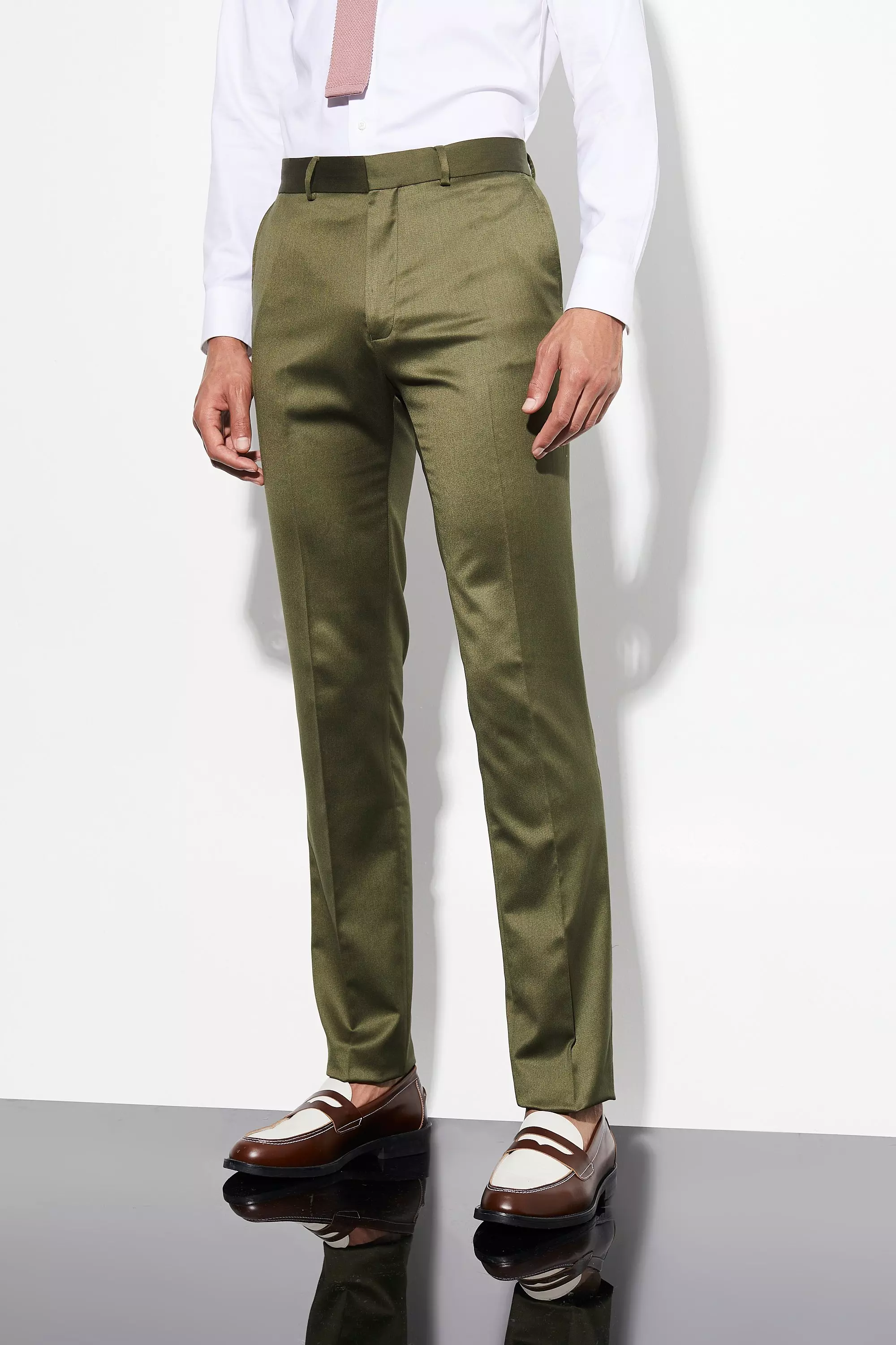Tall Skinny Satin Dress Pants boohooMAN USA