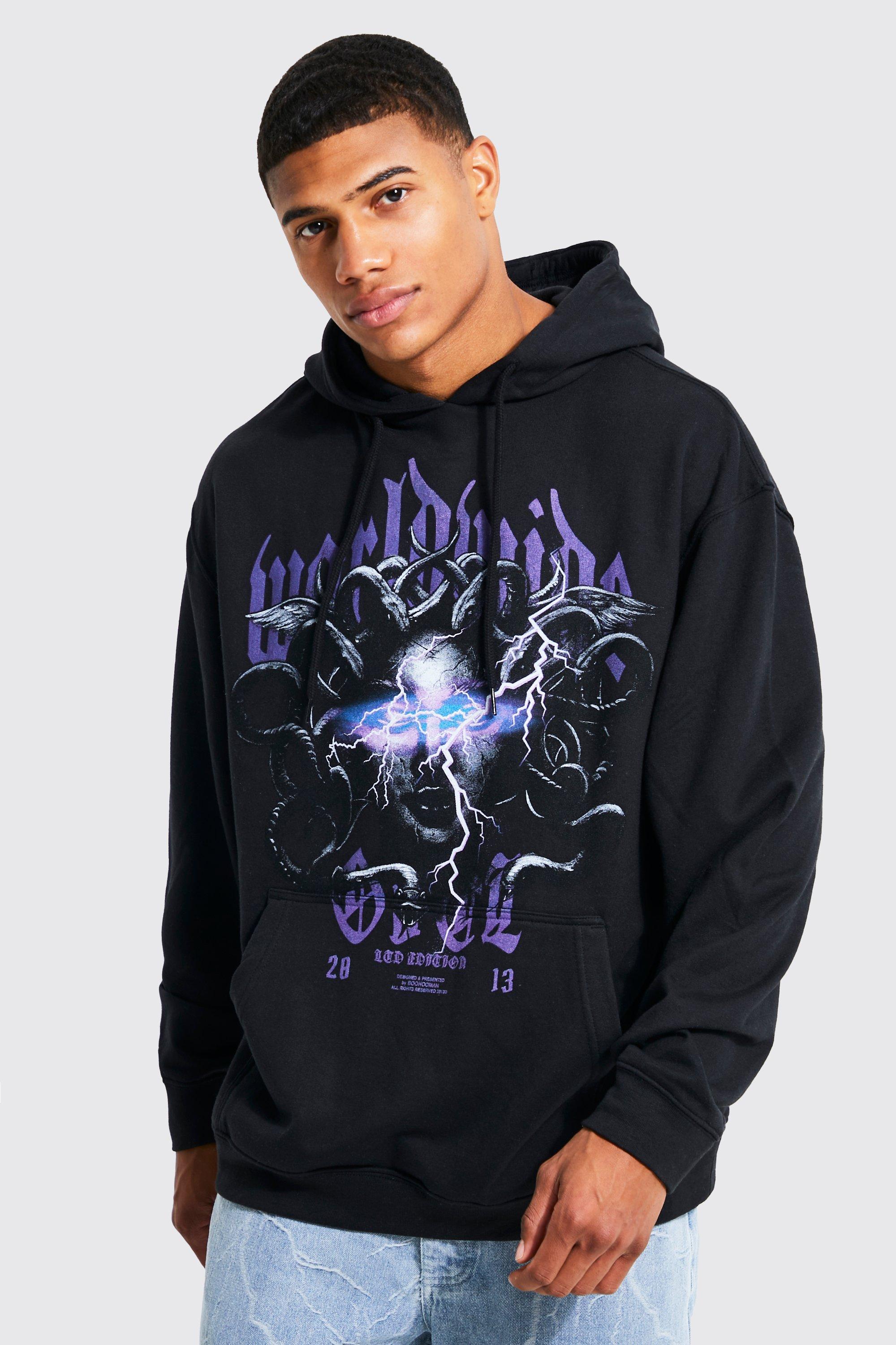 Oversized Medusa Graphic Hoodie boohooMAN USA