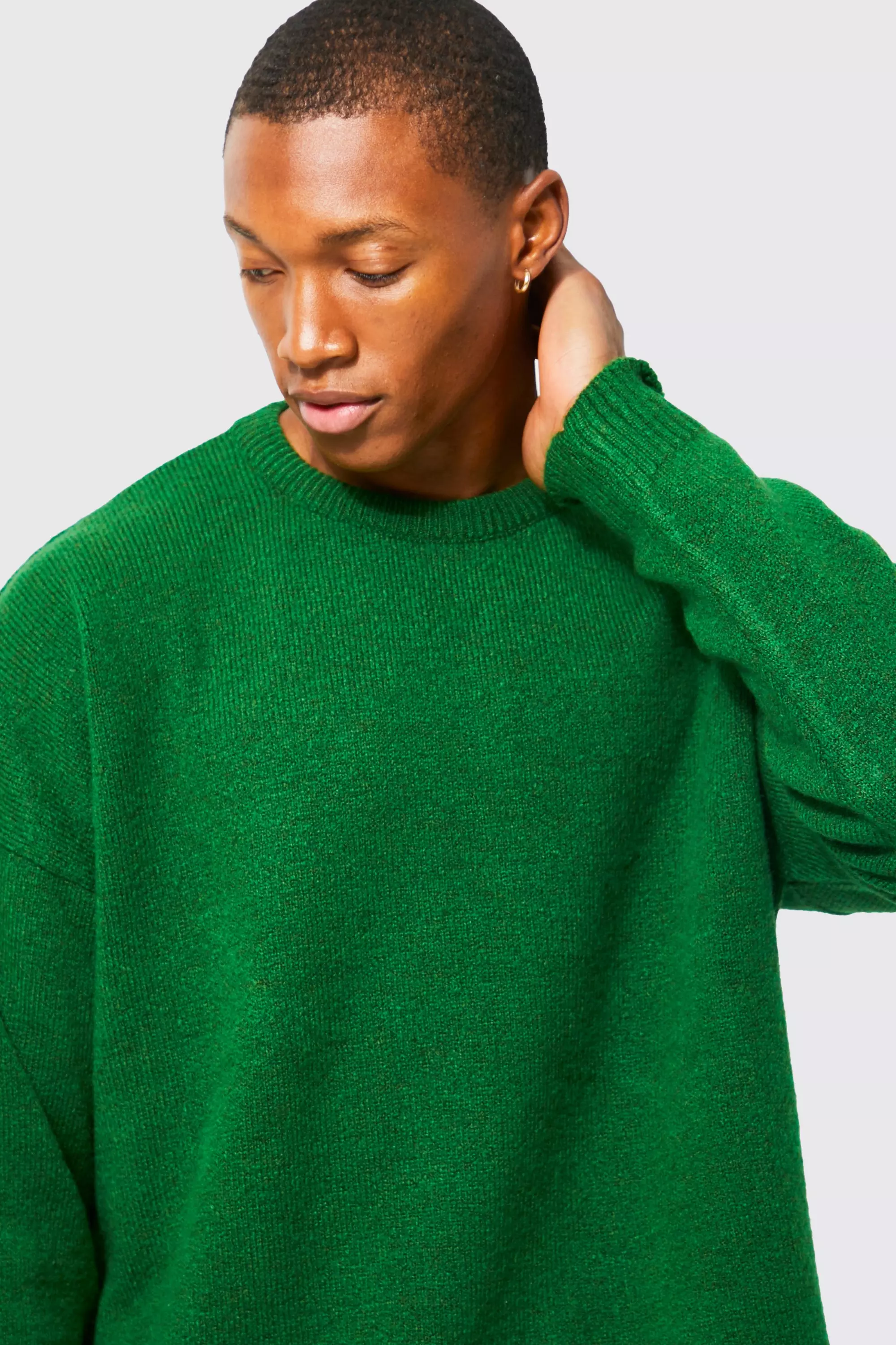 Oversized Crew Neck Fluffy Jumper boohooMAN