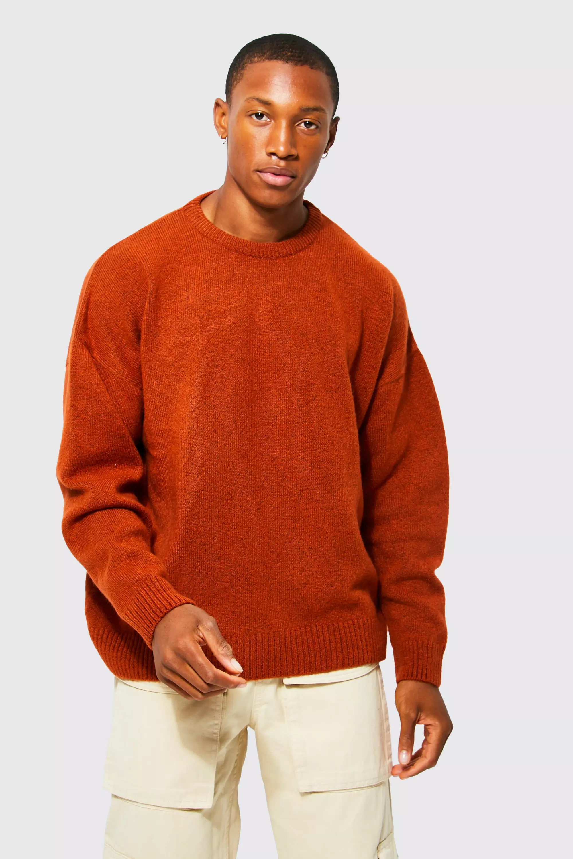 Oversized Crew Neck Fluffy Jumper boohooMAN