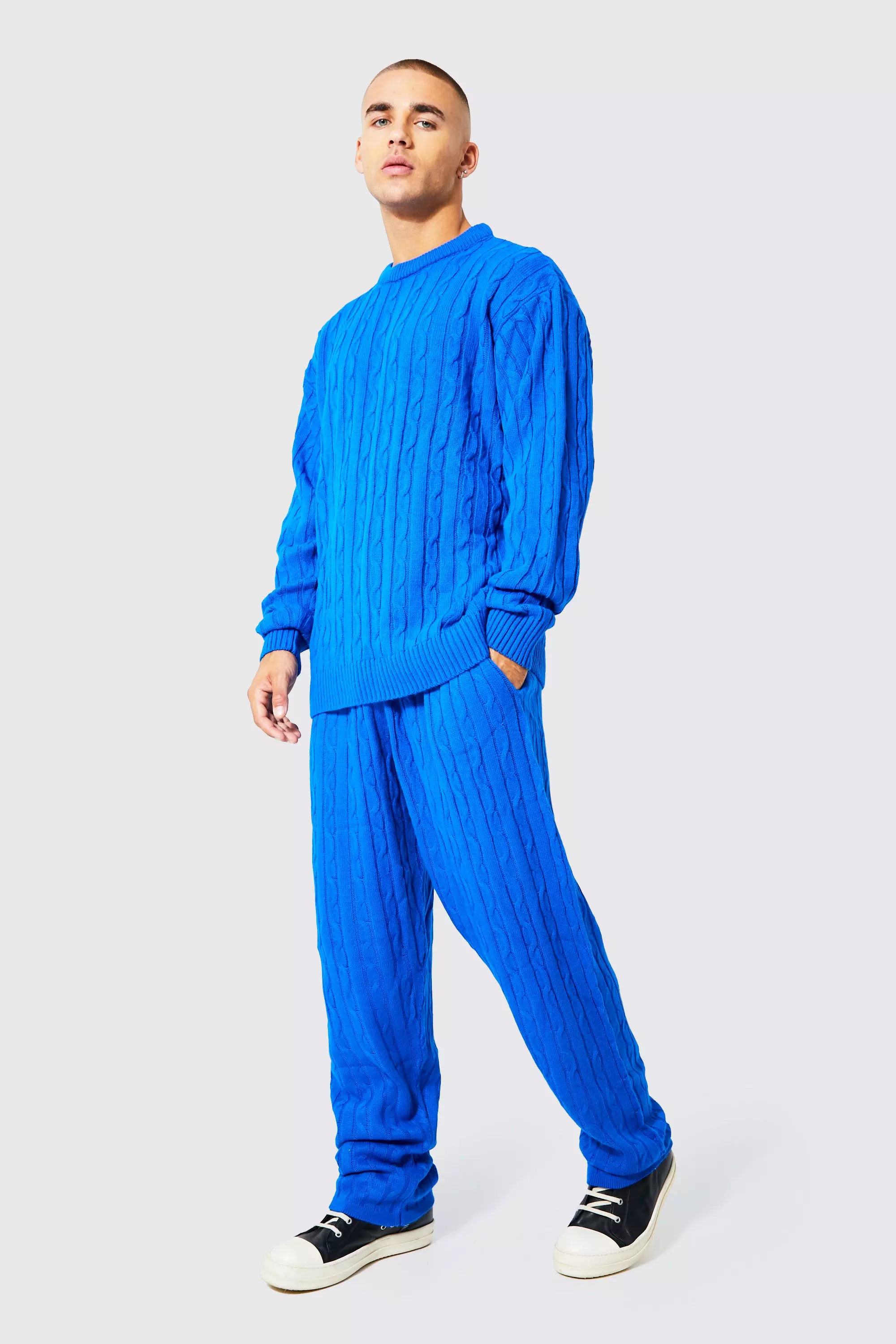 Oversized Cable Knitted Tracksuit boohooMAN
