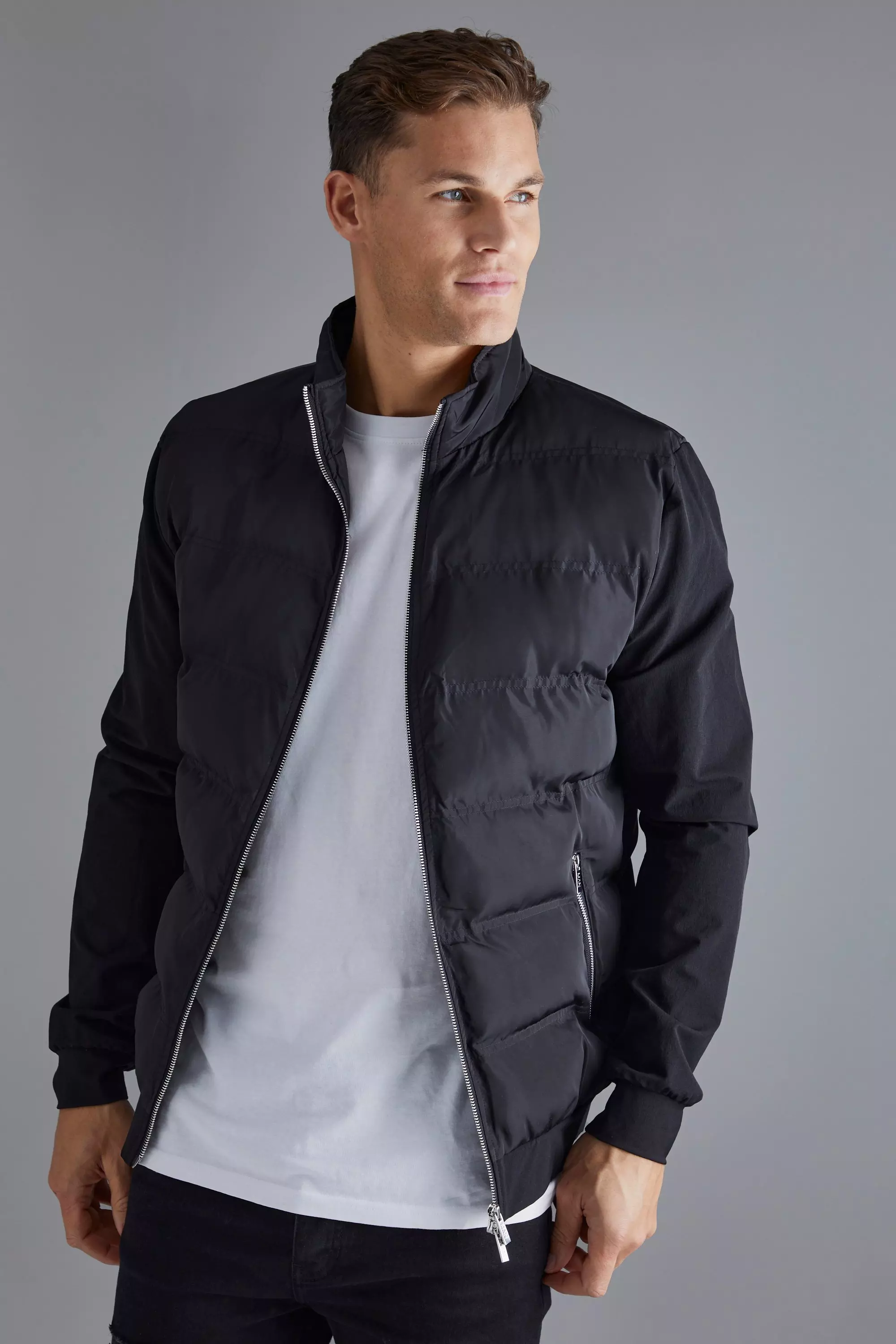 Tall Slim Fit Lightweight Puffer Jacket boohooMAN UK