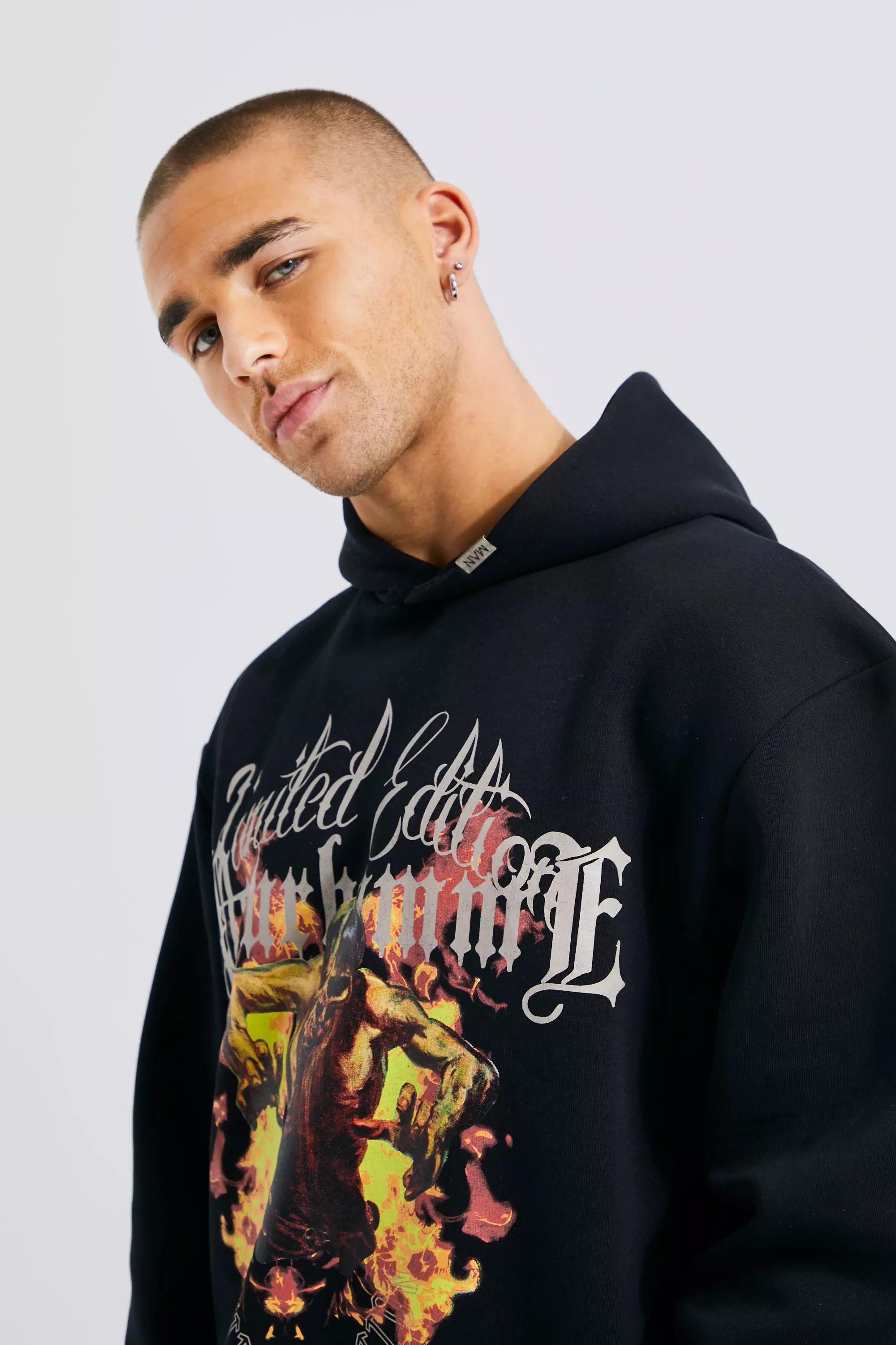 Oversized Boxy Zombie Graphic Hoodie | boohooMAN USA